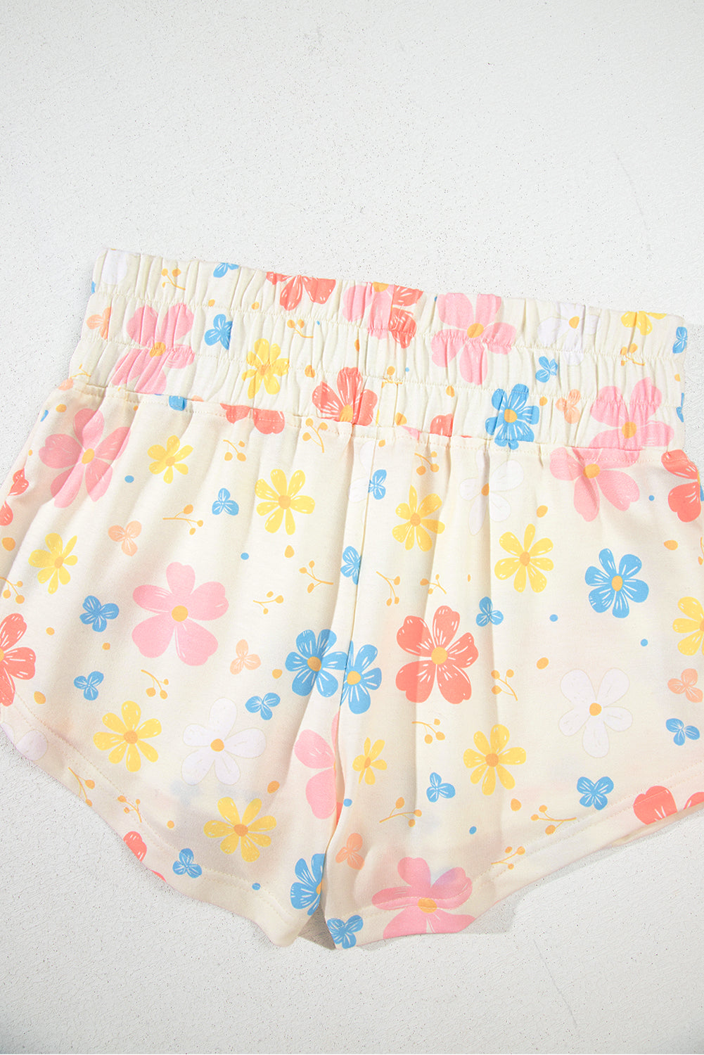 Apricot Floral Print Crop Top Wide Leg Short Set eAura