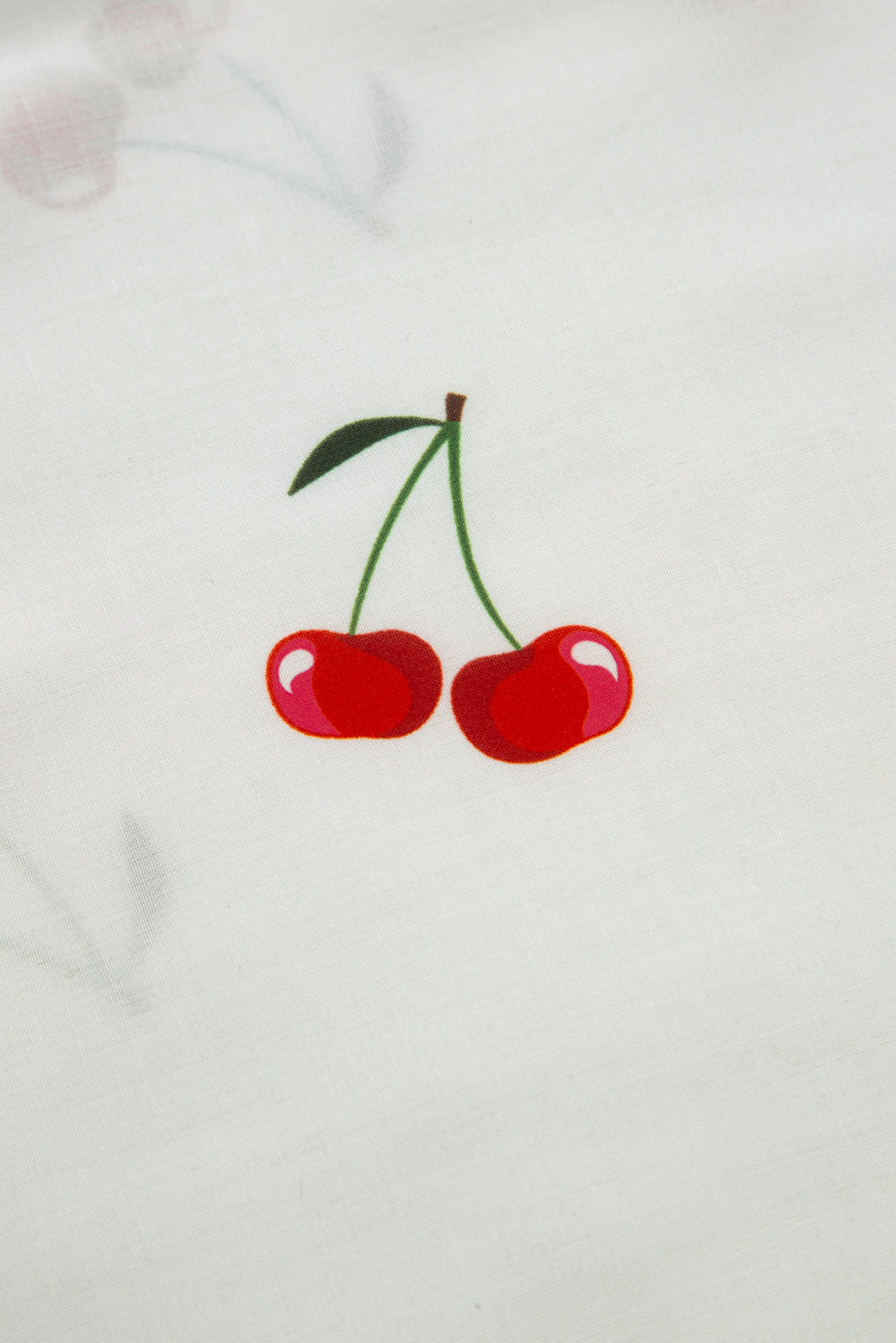 White Cherry Print Collared Frilled Babydoll Blouse - eAura