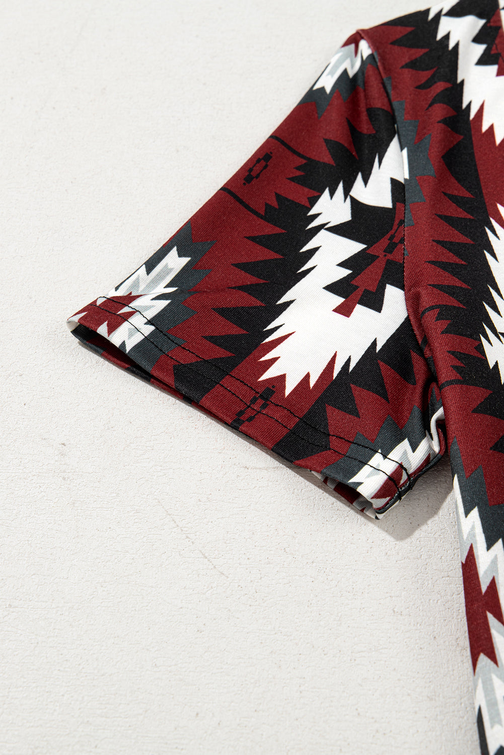 Red Western Aztec Printed Long T-shirt Dress eAura