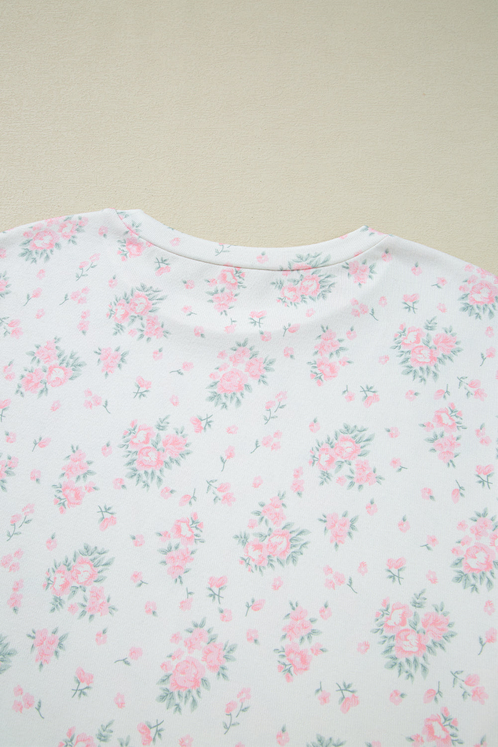 Pink Floral Lettuce Trim Tee and Shorts Ribbed Lounge Set eAura