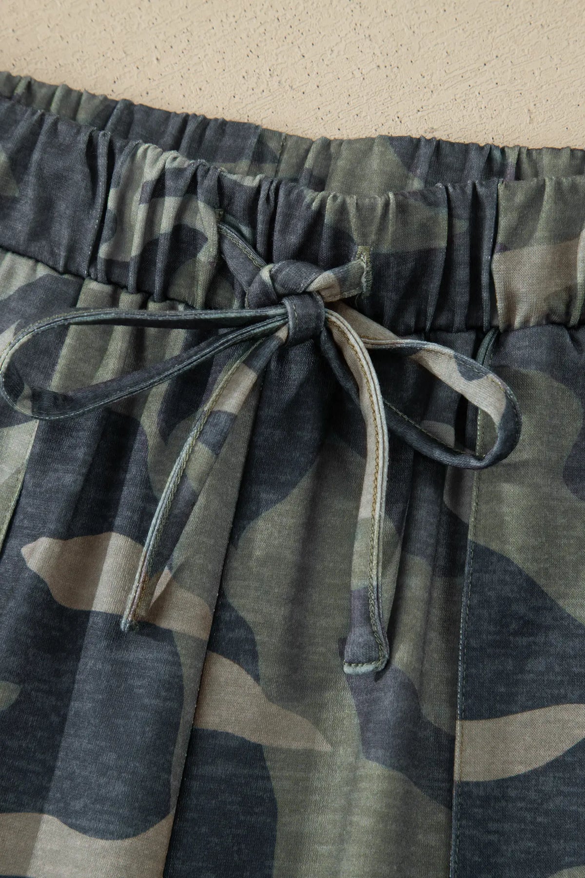 Camouflage Print Slim Tank Drawstring Pant Set – Green