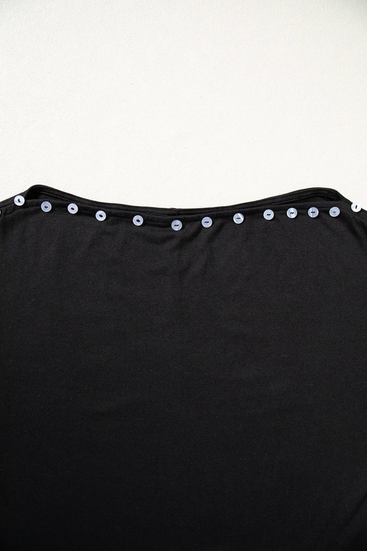 Off-Shoulder Top with 3/4 Sleeves and Button Detail