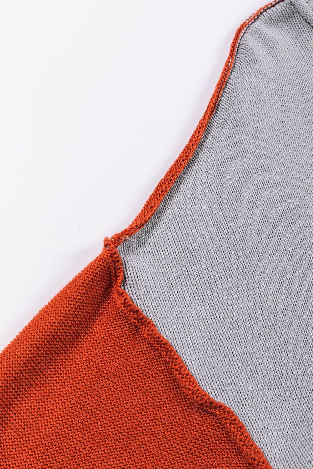 Pink Colourblock Bishop Sleeve Ribbed Trim Sweater eAura