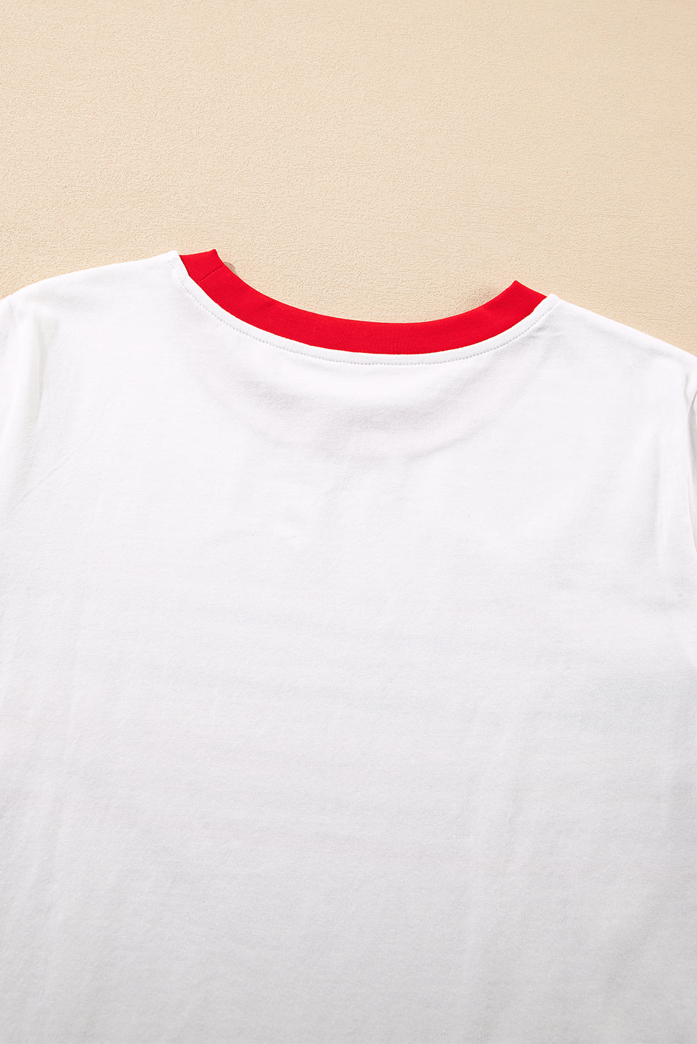 White Rainbow Stripe Print Contrast Crewneck T Shirt eAura