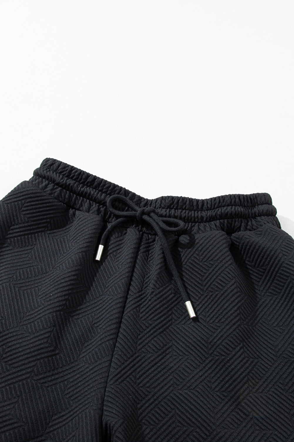 Black Textured Flutter Sleeve Top Wide Leg Trousers Set Co-ord eAura