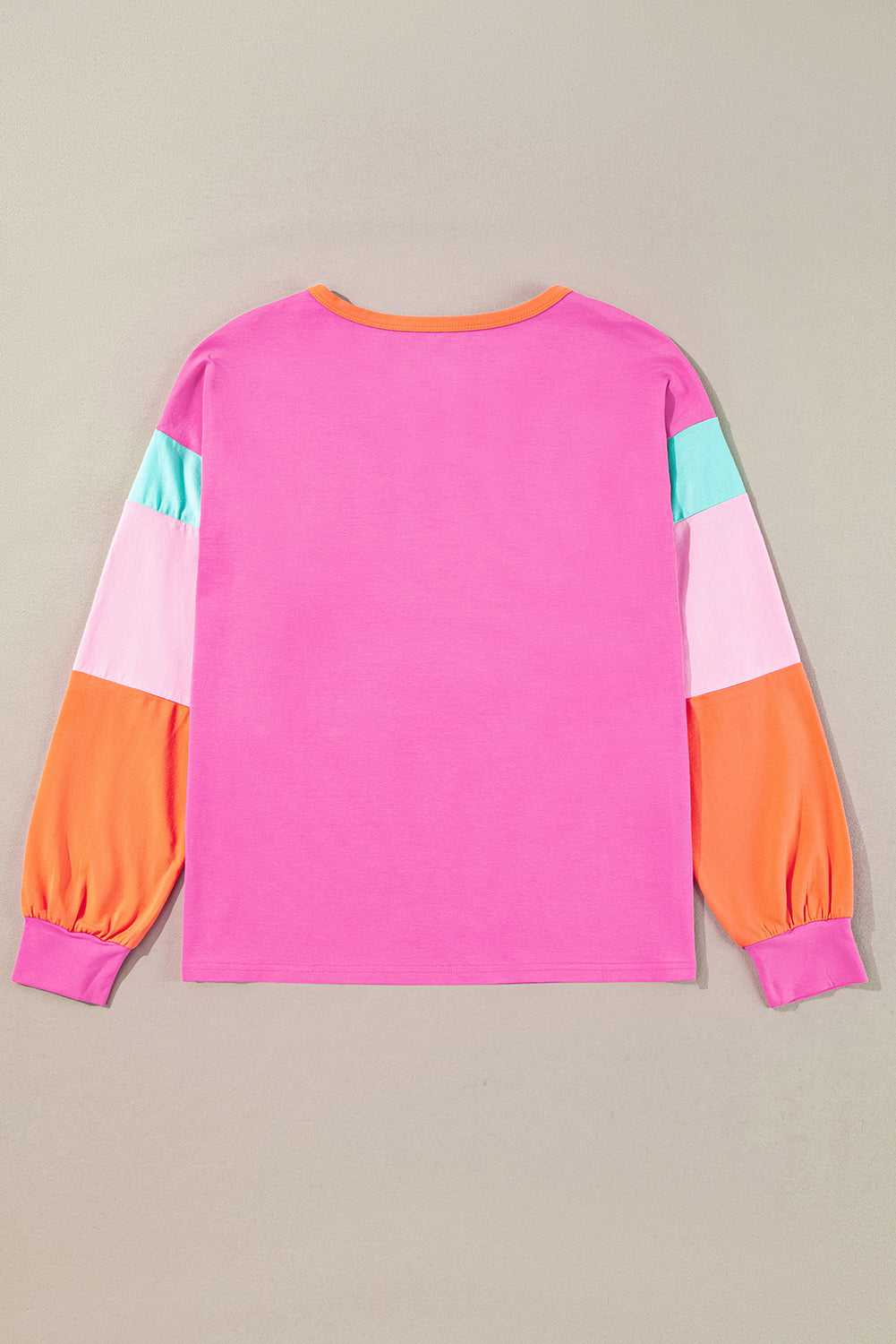 Dark Blue Colourblock Patchwork Long Sleeve Loose Top eAura