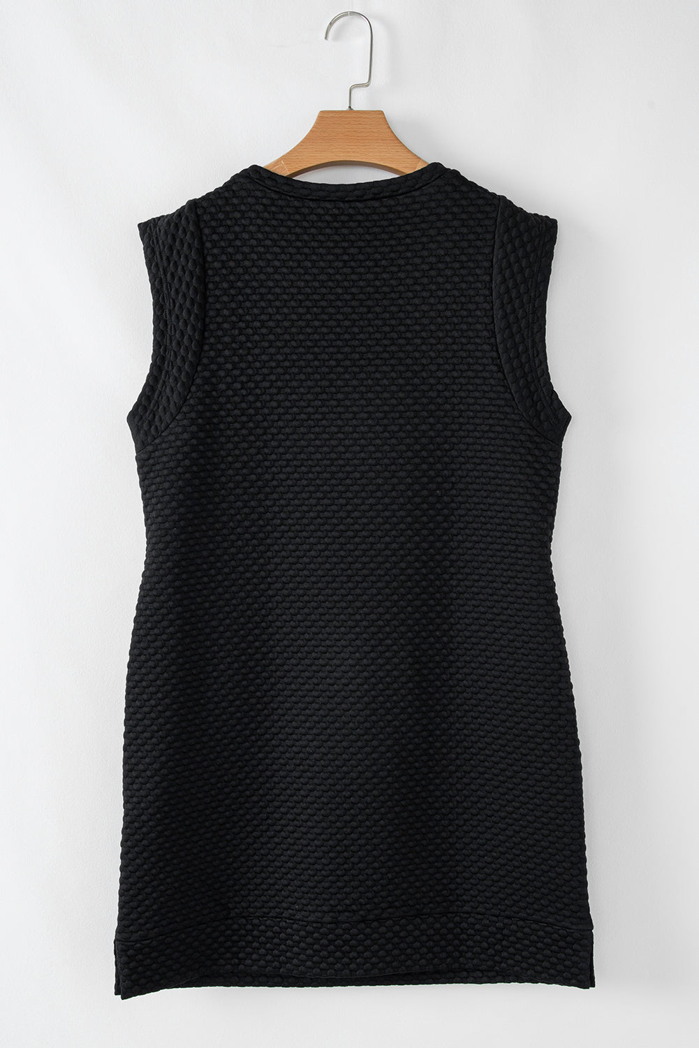 Black Textured Cap Sleeve T-shirt Shift Mini Dress eAura