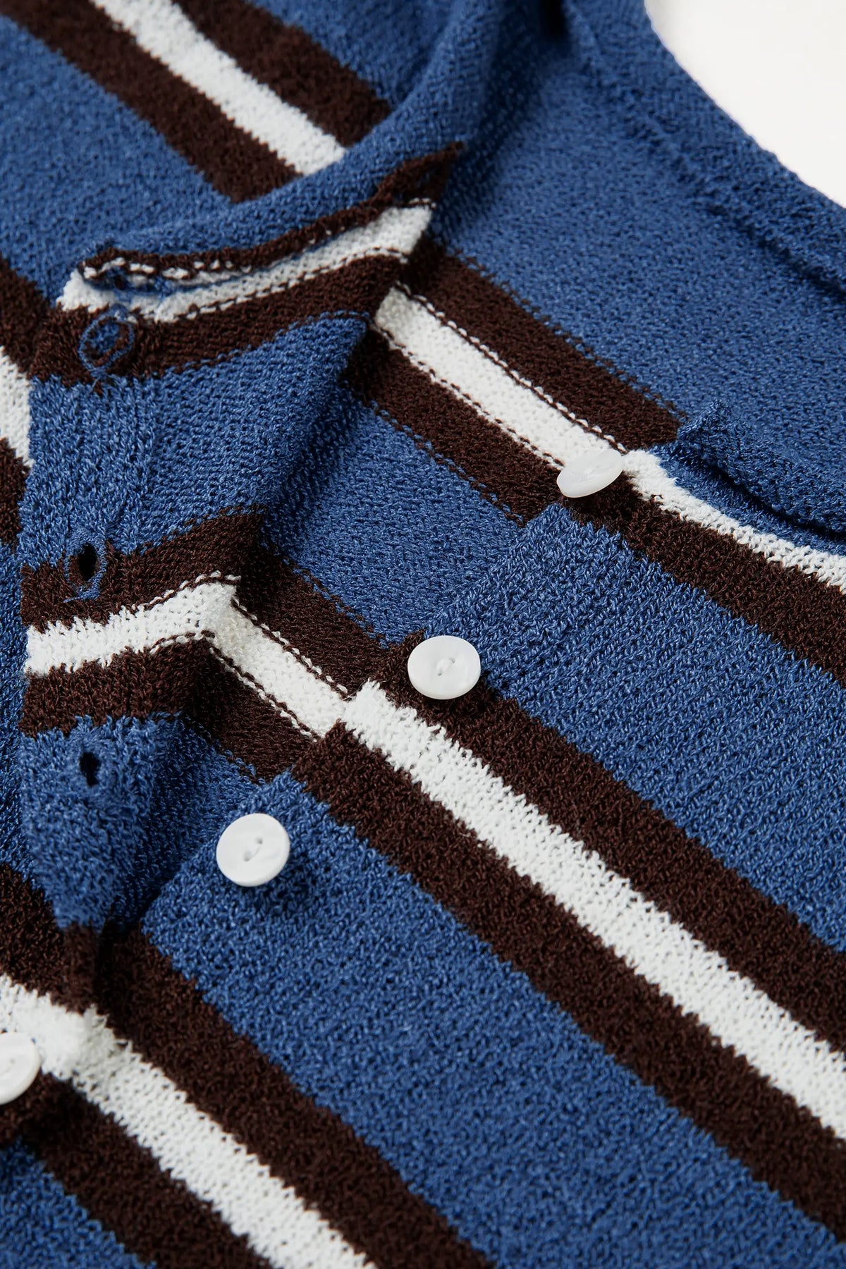 Striped Drop Shoulder Button Cardigan – Blue Stripe