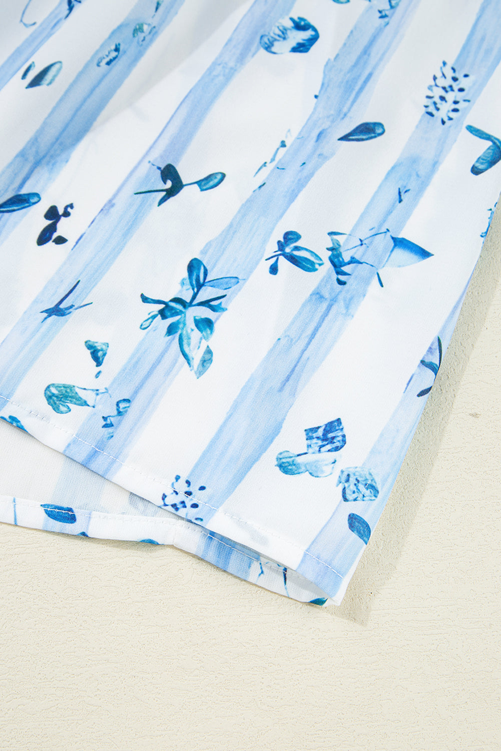 Sky Blue Floral Smocked Tied Straps A-Lined Tiered Maxi Dress eAura