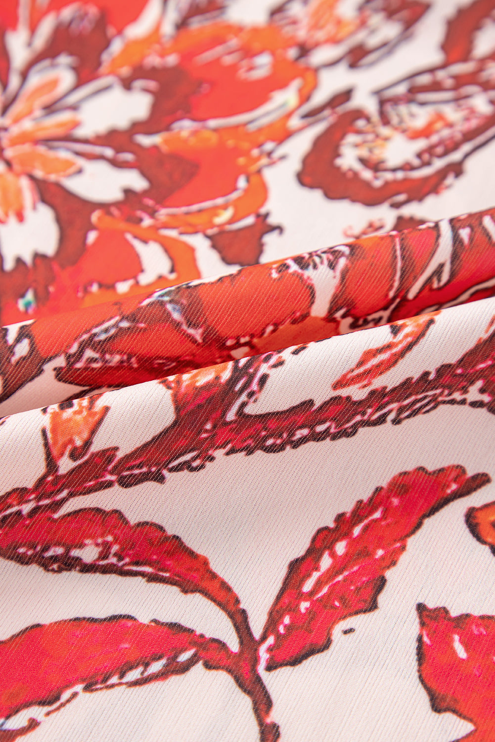 Red Vintage Floral Ruffle Sleeve V Neck Blouse eAura