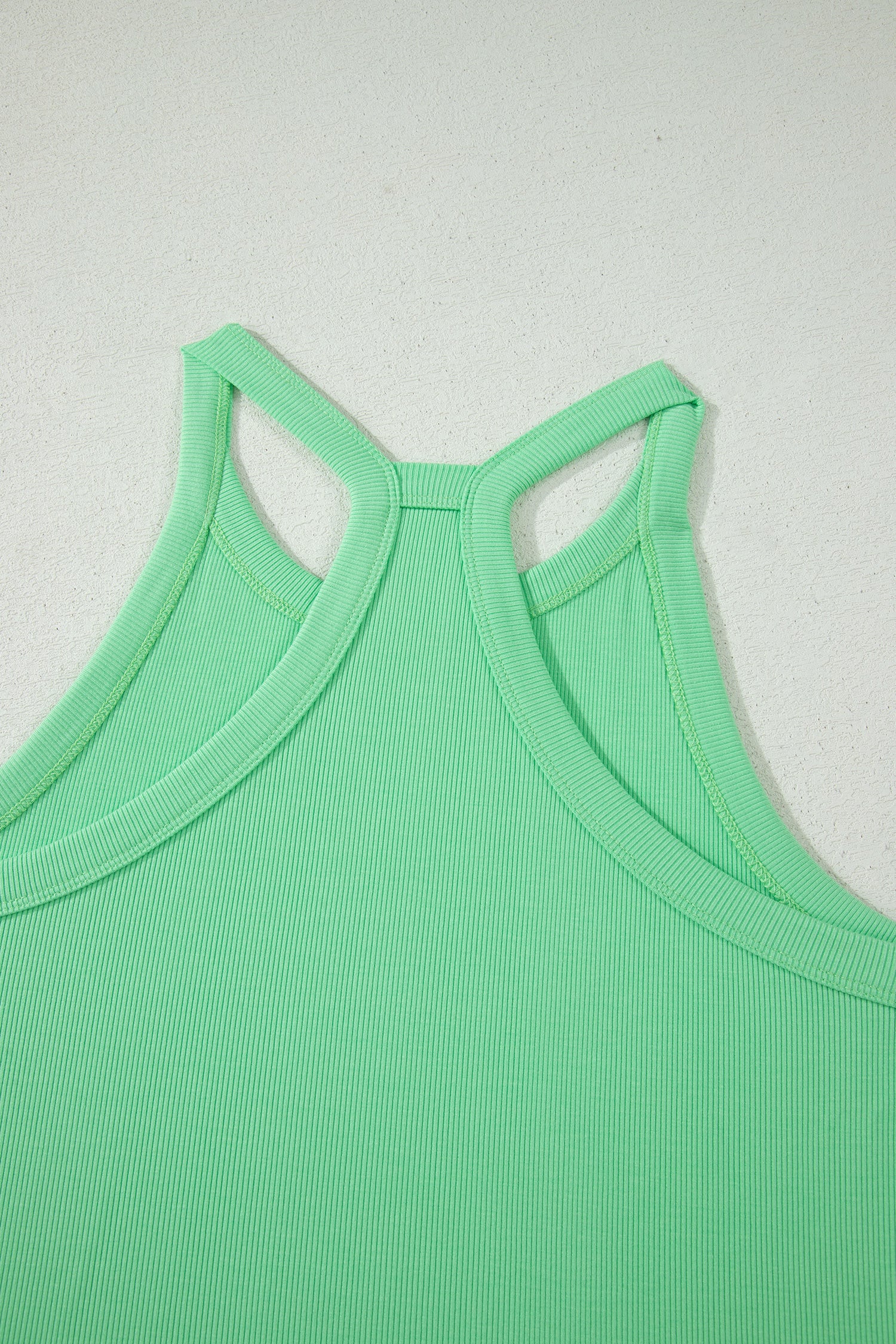 Sky Blue Slim Tank Top Elastic High Waist Shorts 2pcs Outfit – Light Blue