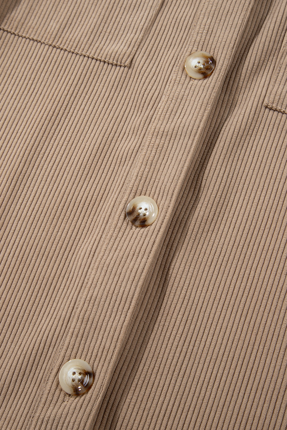 Pale Khaki Hooded Drawstring Pockets Corduroy Shacket eAura