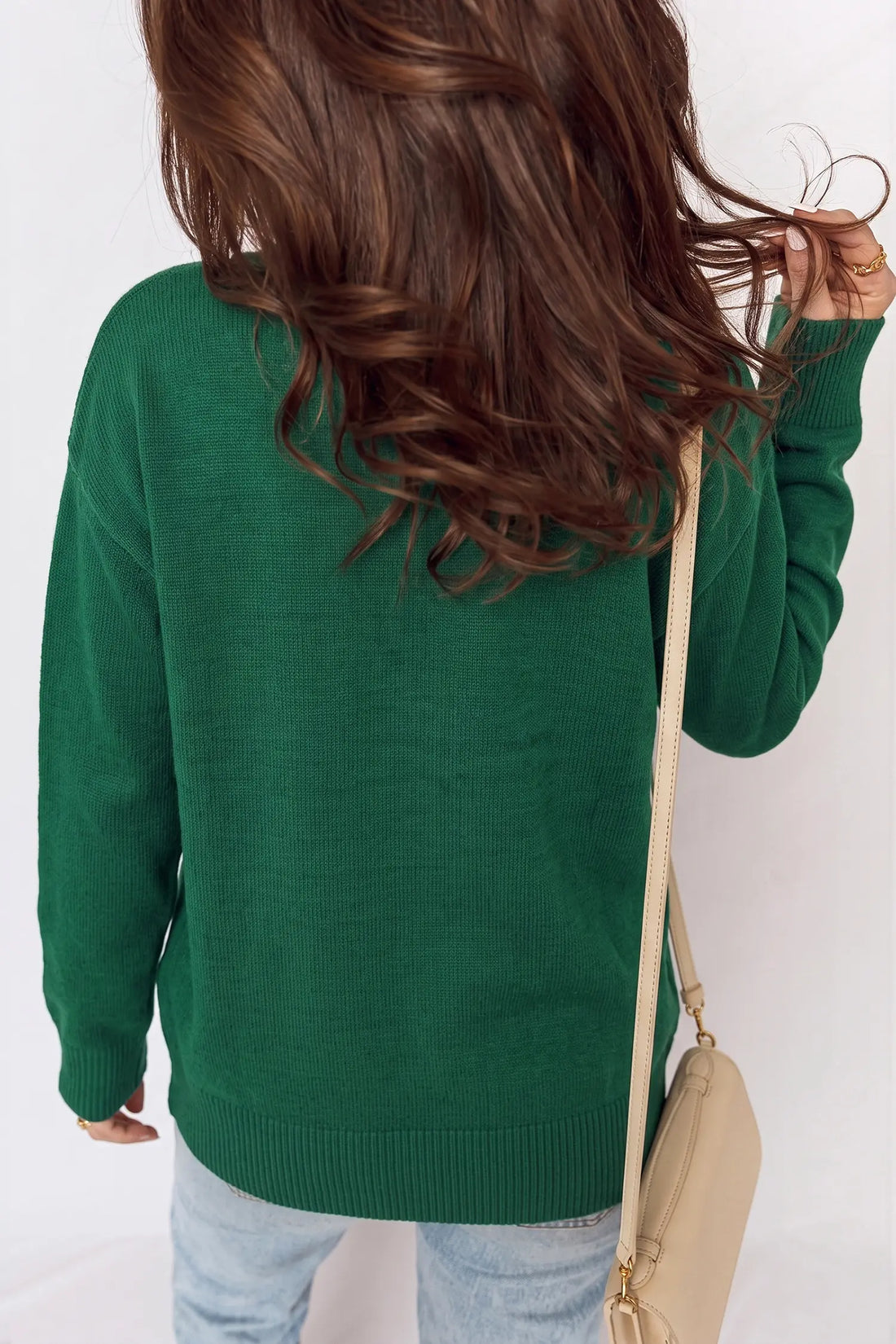 Abstract Dog Embroidery Christmas Fashion Round Neck Sweater