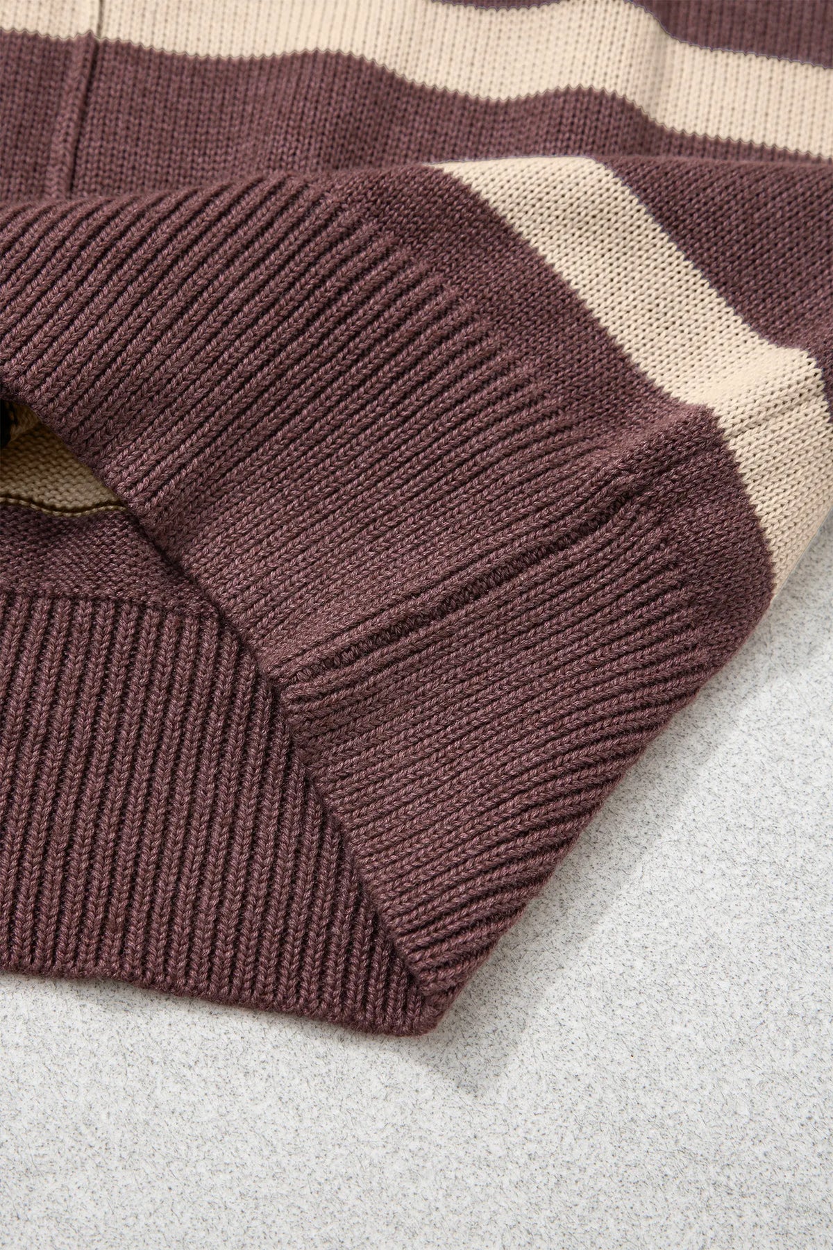 Knit Western Short Sleeve Sweater – Brown Stripe