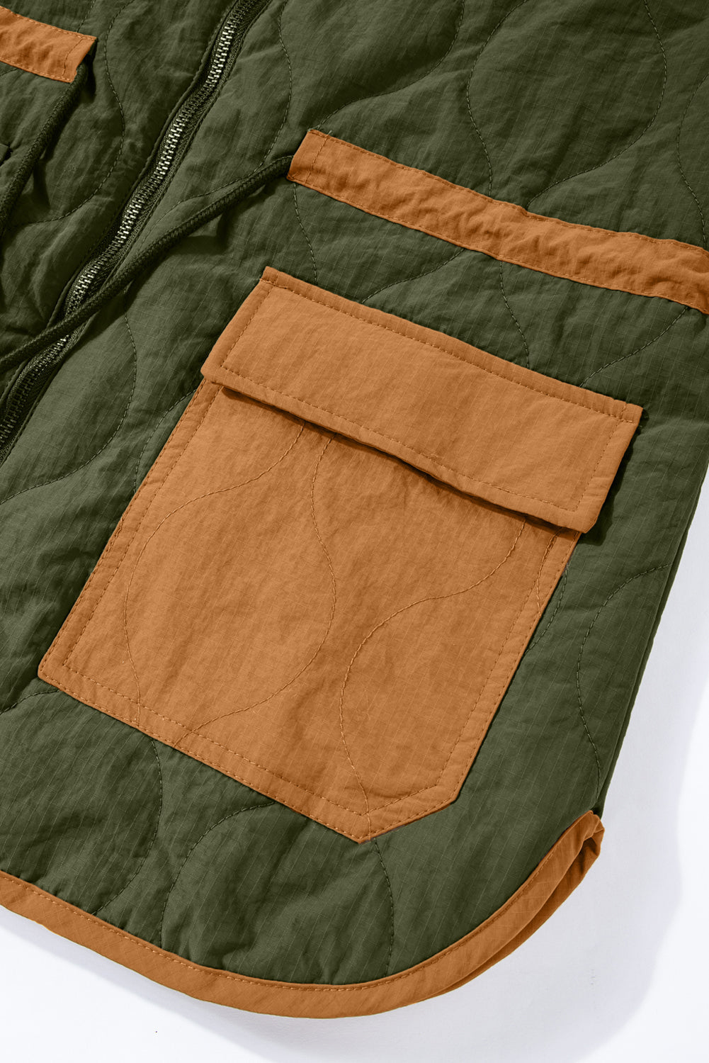 Green Stitching Quilted Drawstring Jacket Beagle Boutique Fashion Outlet