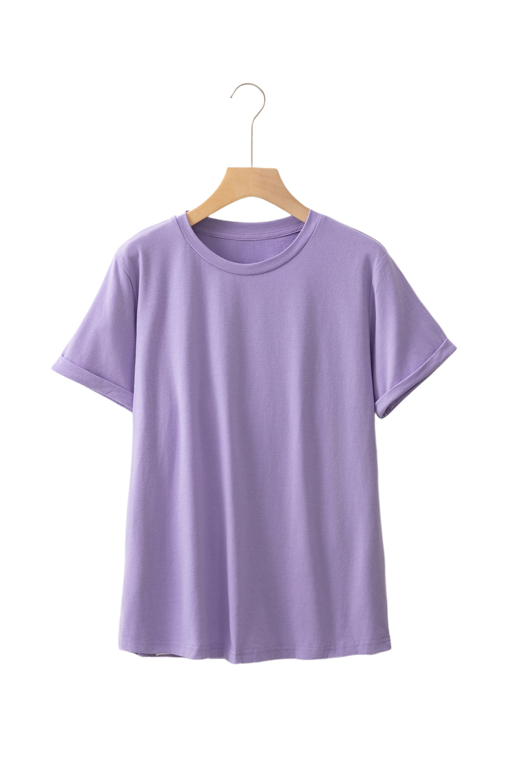 Wisteria Casual Plain Crew Neck Tee - Tops/Tops & Tees
