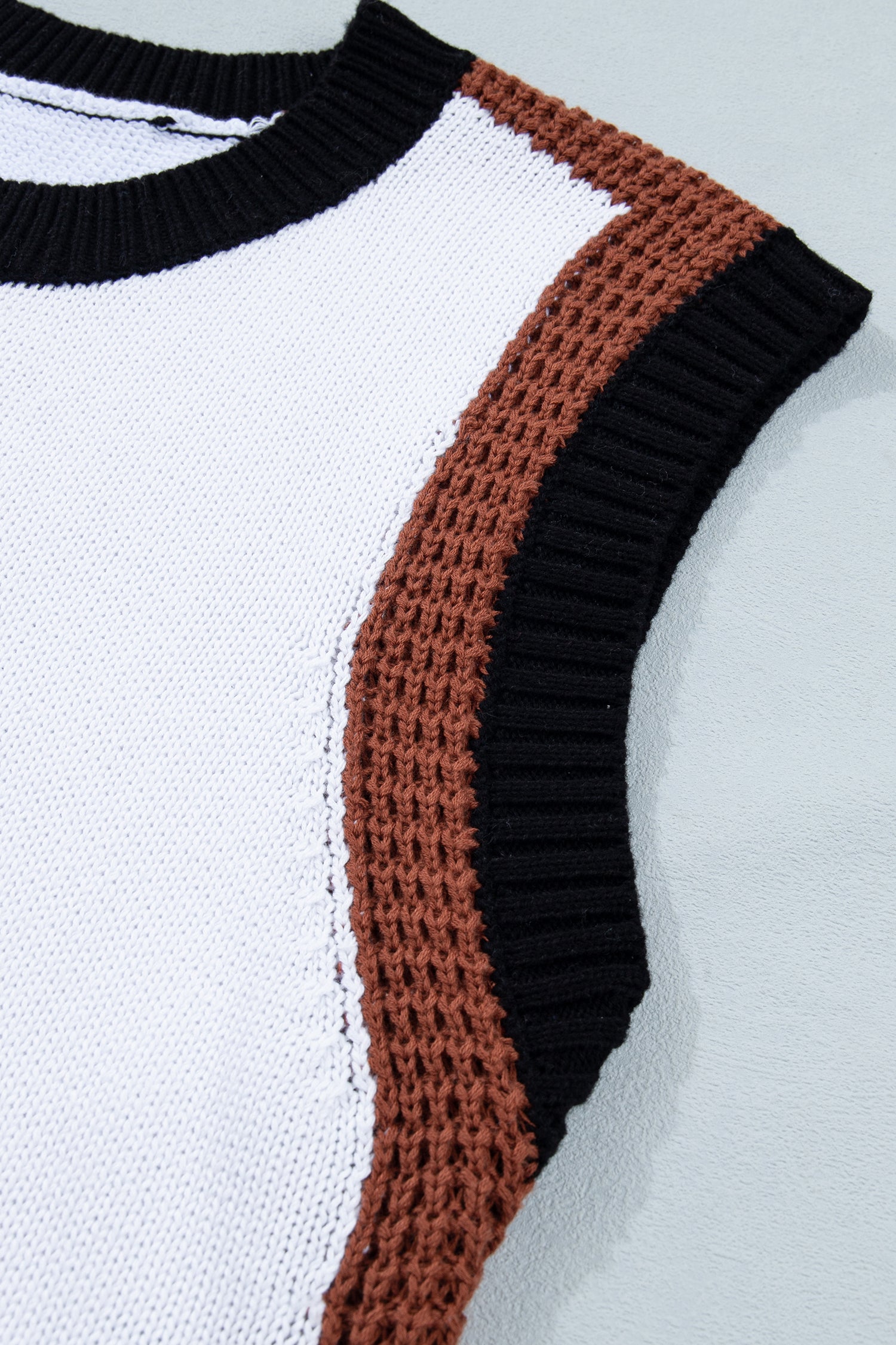 White Western Horse Head Colour Block Trim Sweater Vest