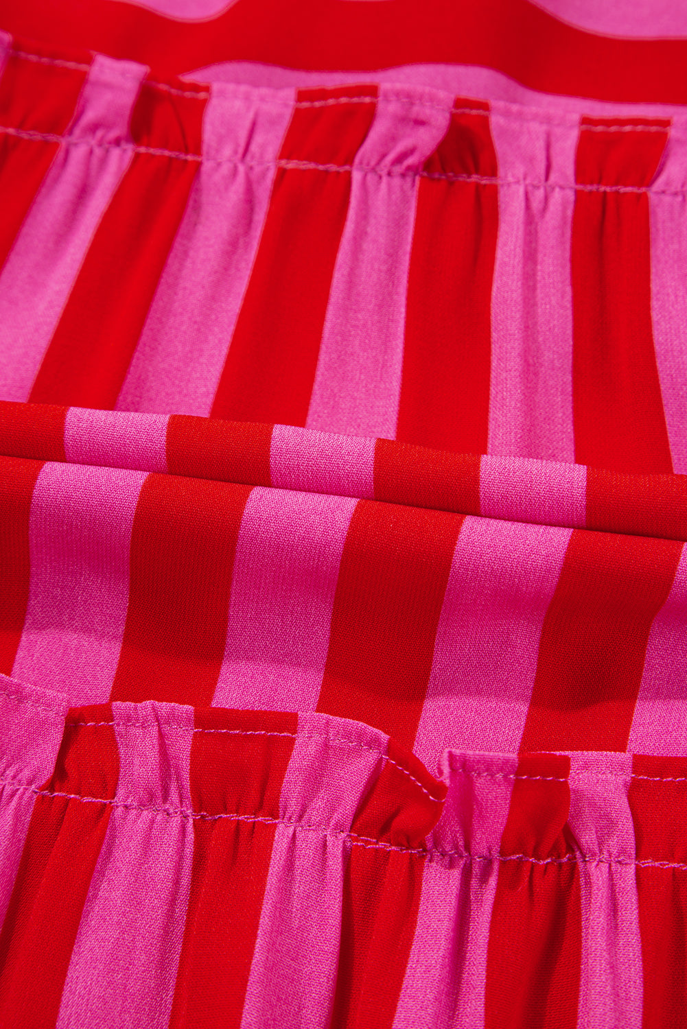 Rose Stripe Flutter Sleeve Smocked Bodice Tiered Maxi Dress eAura