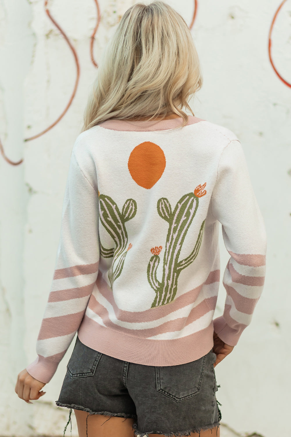 Desert Cactus Buttoned Front Knit Cardigan eAura