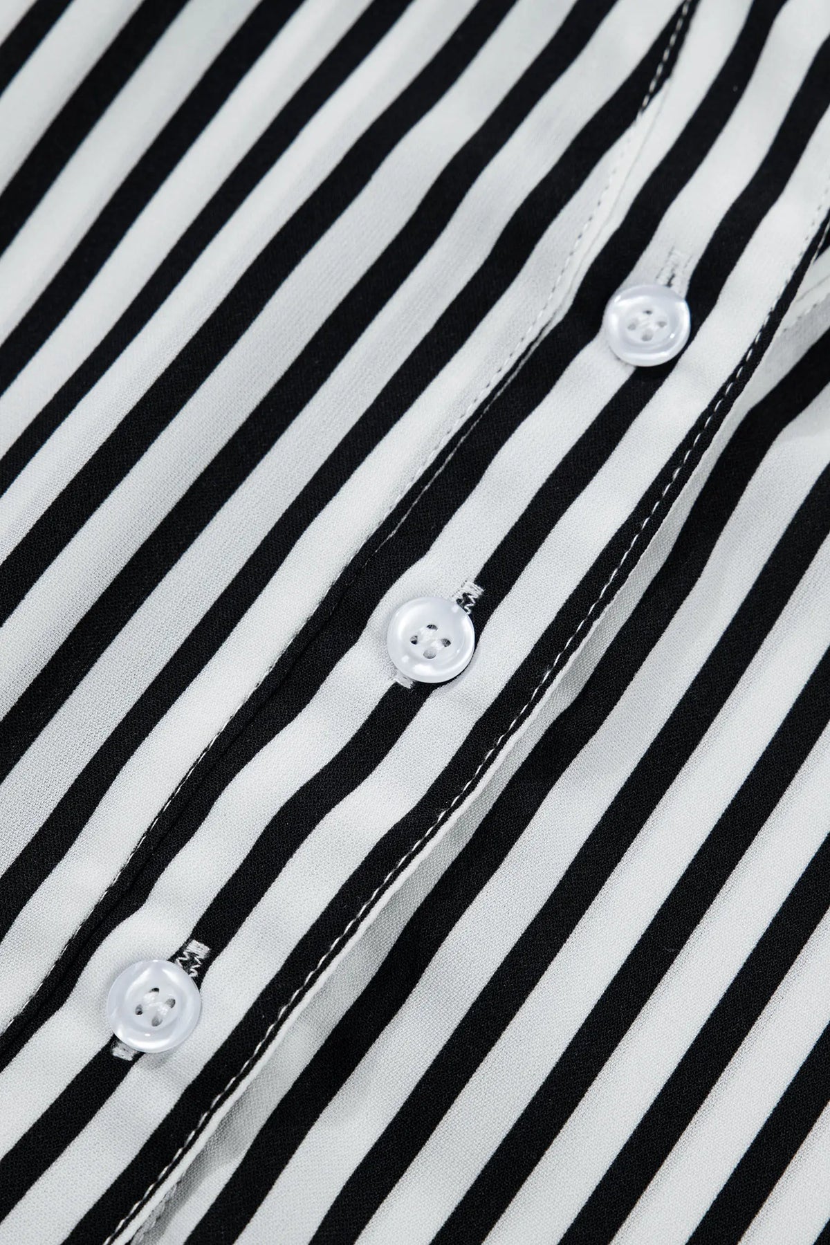 Black Striped Half Sleeve Button-Up Shirt – Black Stripe