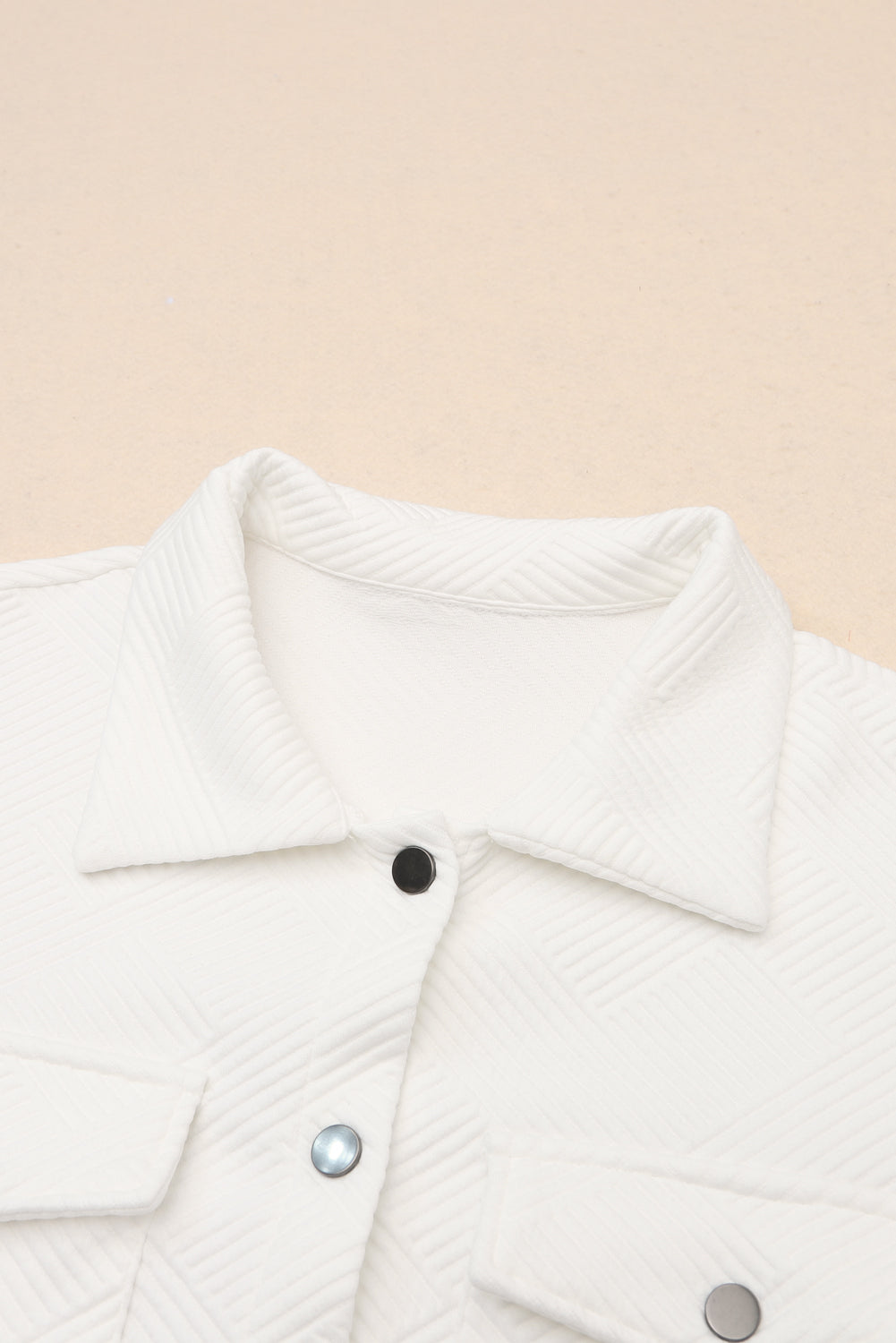 Solid Textured Flap Pocket Buttoned Shacket eAura
