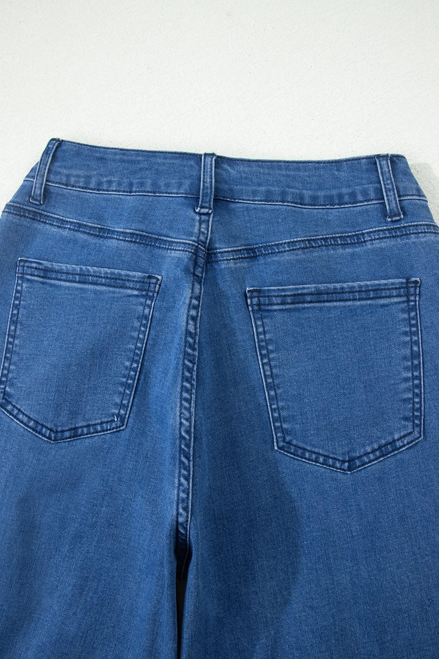 Dusk Blue Lace-up Pull on Wide Leg Jeans