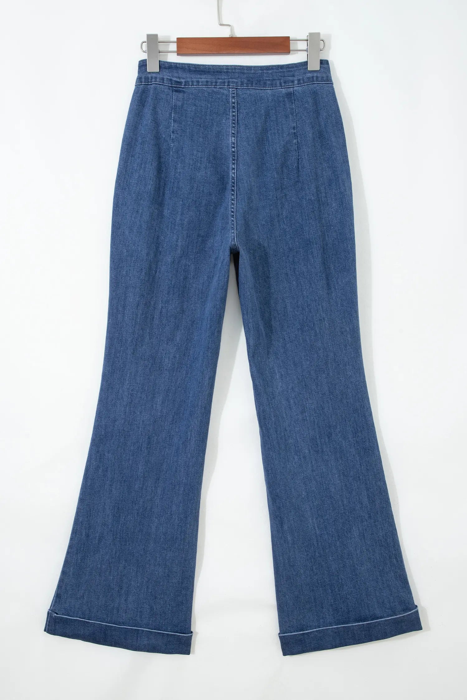 Ashleigh Blue Golden Button Detail Rolled Edge Flare Leg Jeans