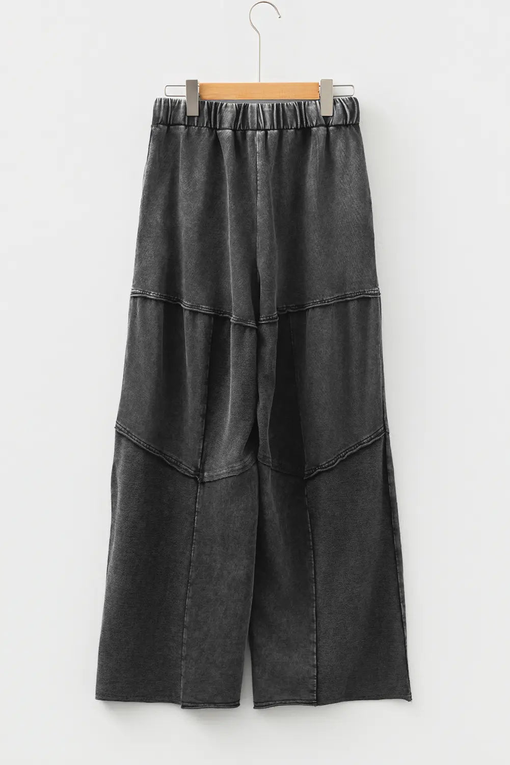 Vineyard Green Mineral Wash Tiered Wide Leg Patchwork Drawstring Pants