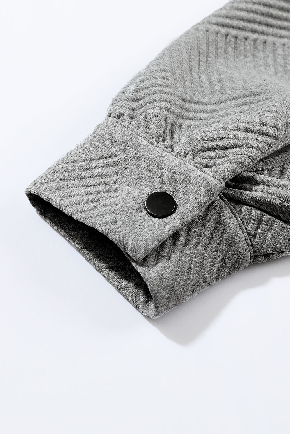 Grey Solid Textured Flap Pocket Buttoned Shacket eAura
