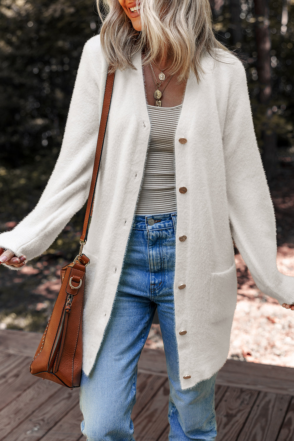 Fuzzy Buttoned Front Midi Solid Cardigan Dear-Lover Dropshipping