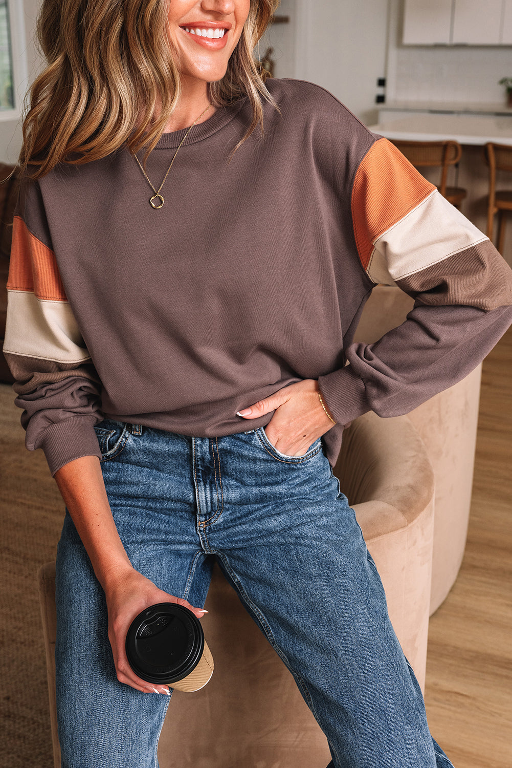 Drop Shoulder Pullover Casual Sweatshirt - eAura