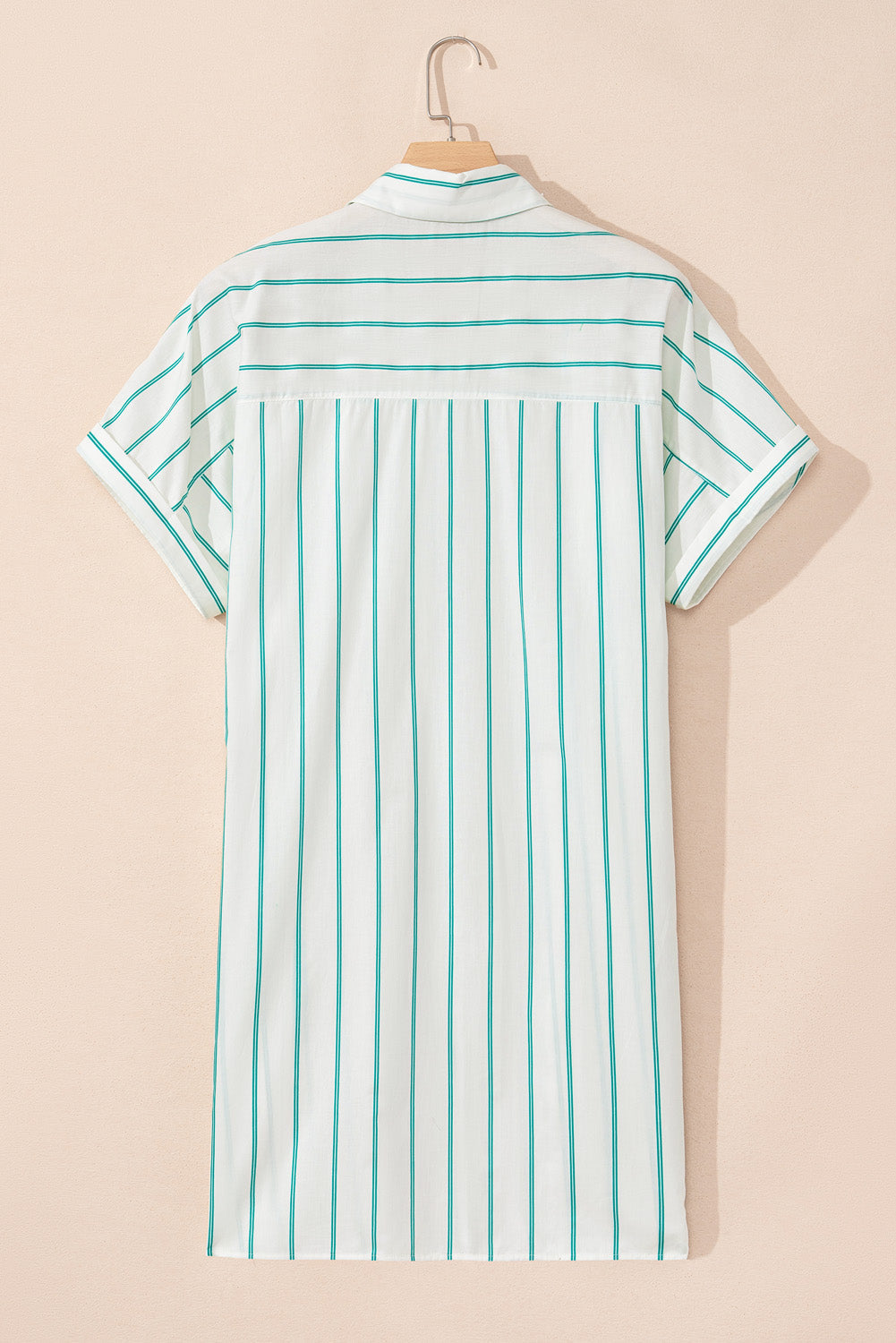 Green Stripe Plus Size St Patricks Day Short Sleeve Buttoned Shirt Dress BB Fashion Outlet