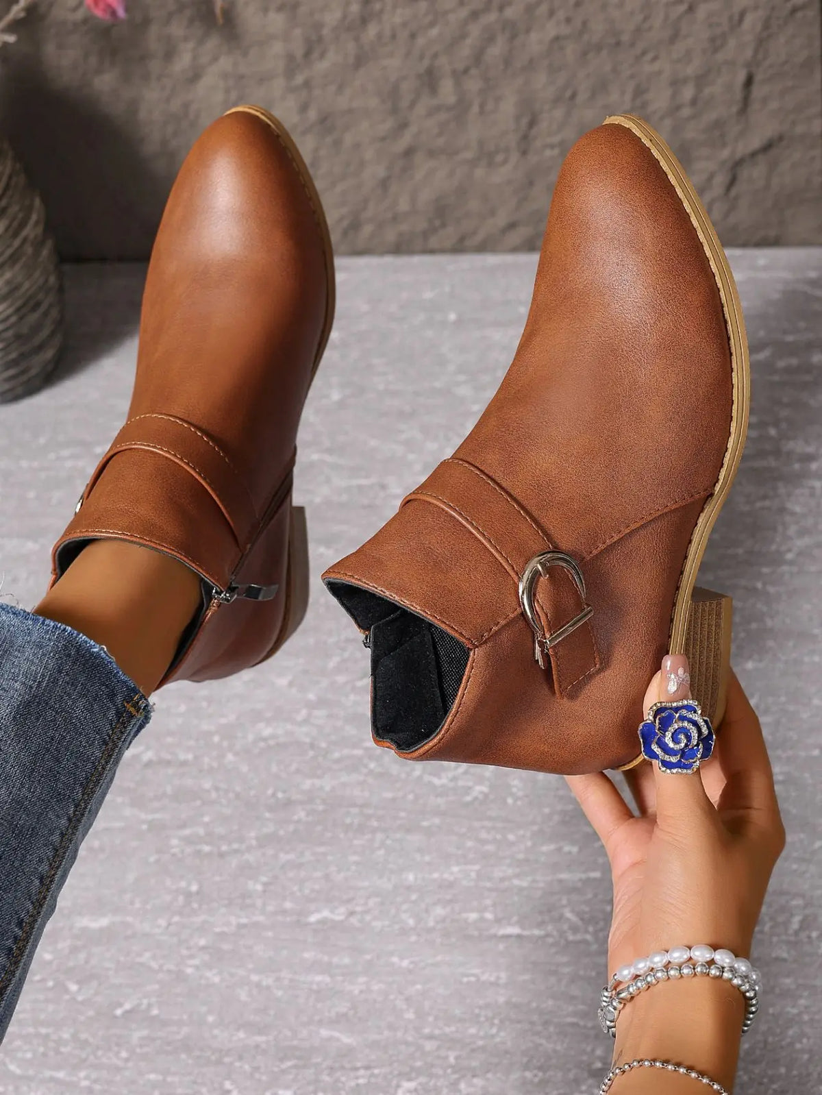 Light Brown boots, front and side view