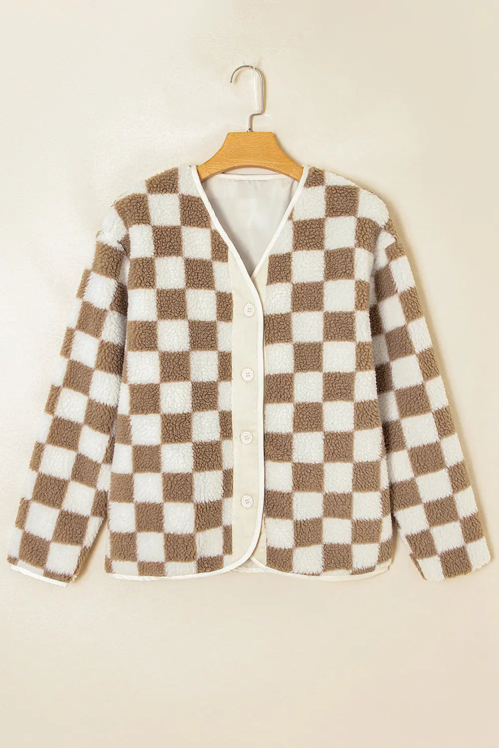 Checkered Sherpa Buttoned Front Chunky Jacket