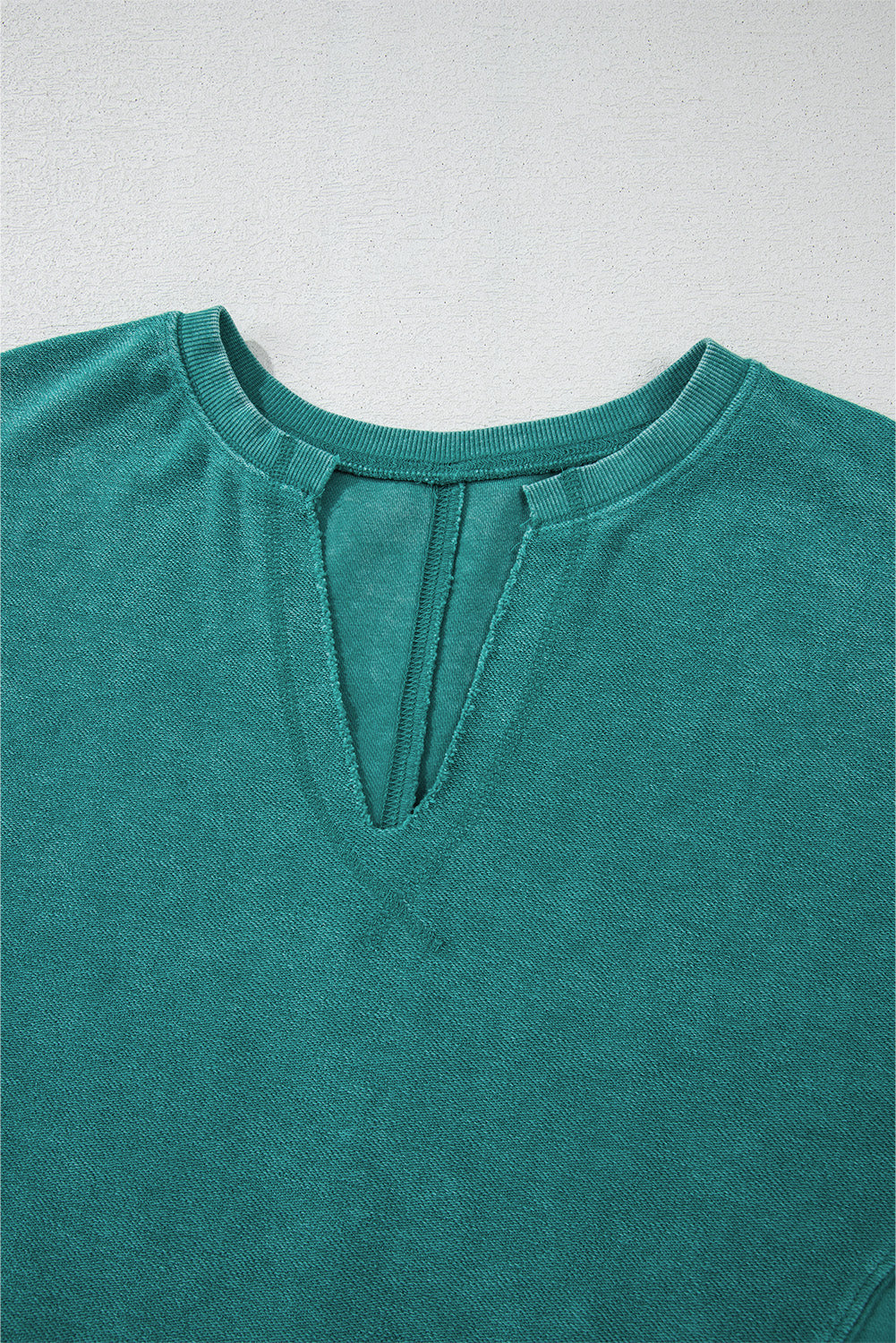 Skobeloff Solid Colour Notched Neck Drop Shoulder Sweatshirt eAura