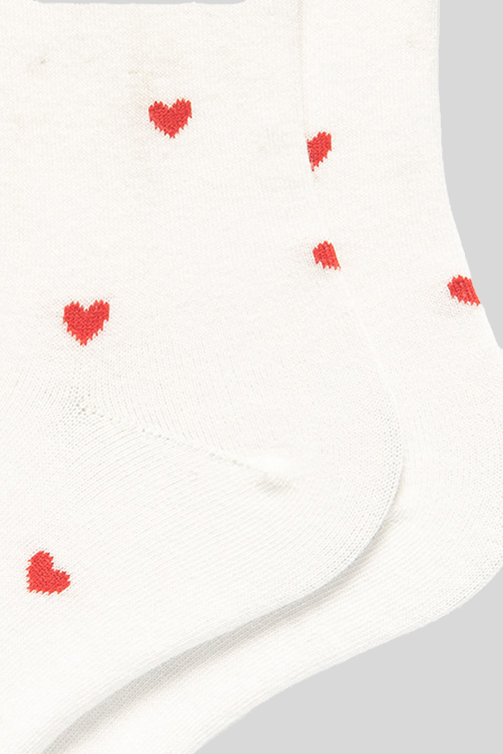 White With Red Hearts Pattern Crew Socks