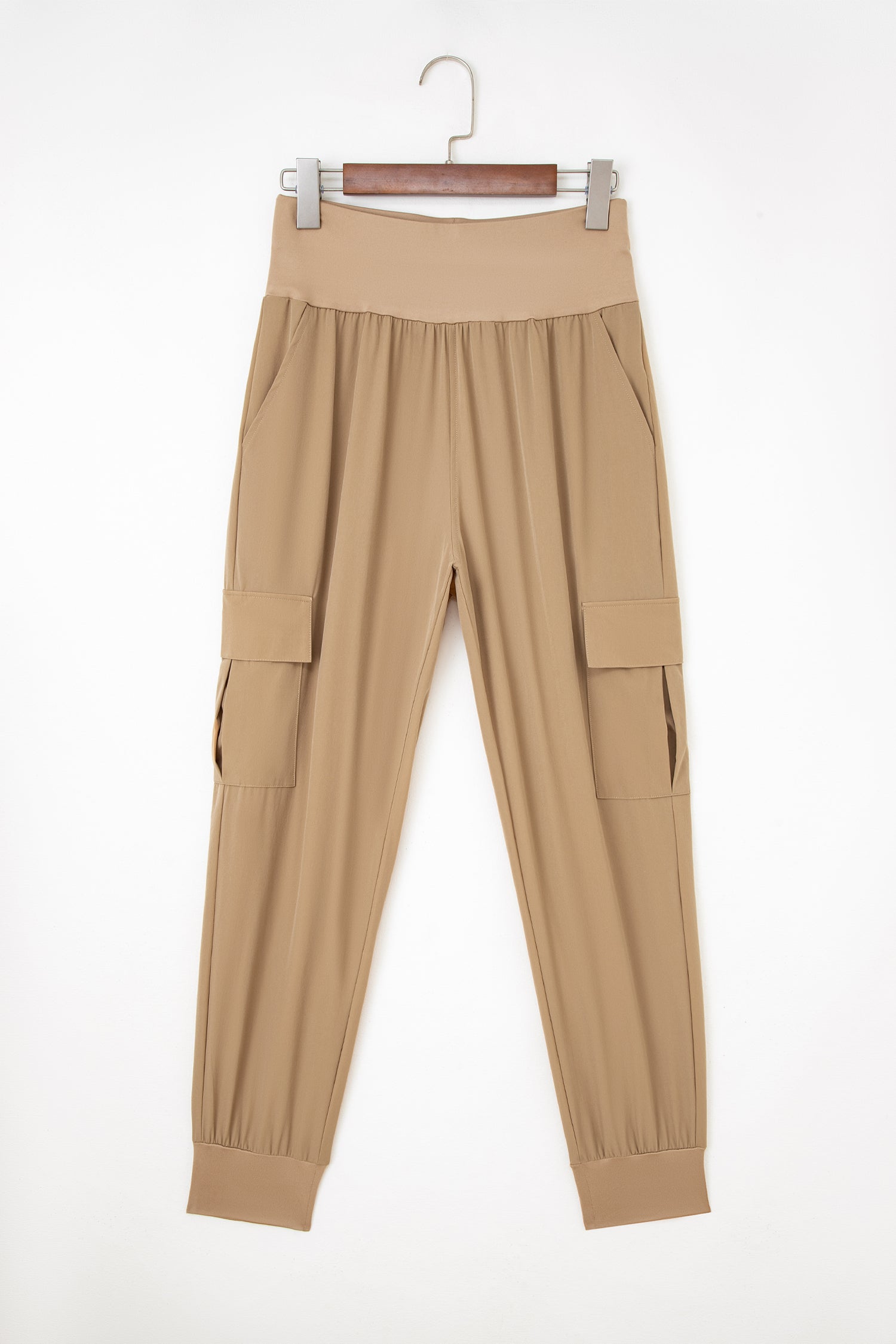 Elastic High Waist Cargo Jogger Trousers With Pockets - eAura