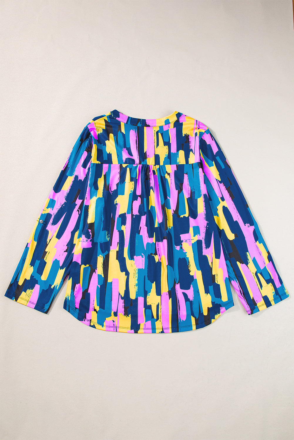 Blue Plus Size Brushstroke Print 3/4 Sleeve Blouse BB Fashion Outlet