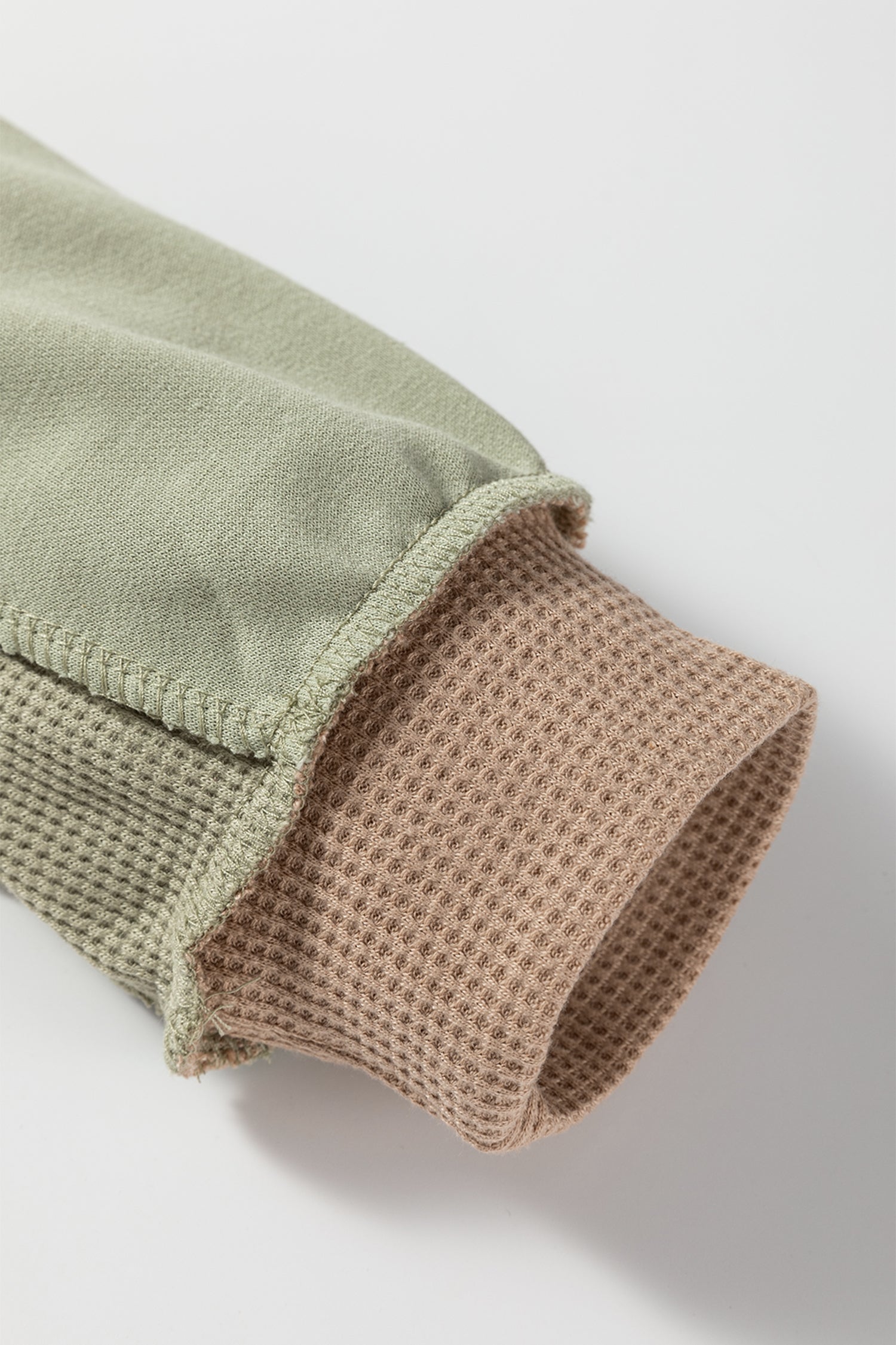 Mix Texture Waffle Patchwork Oversize Sweatshirt - eAura