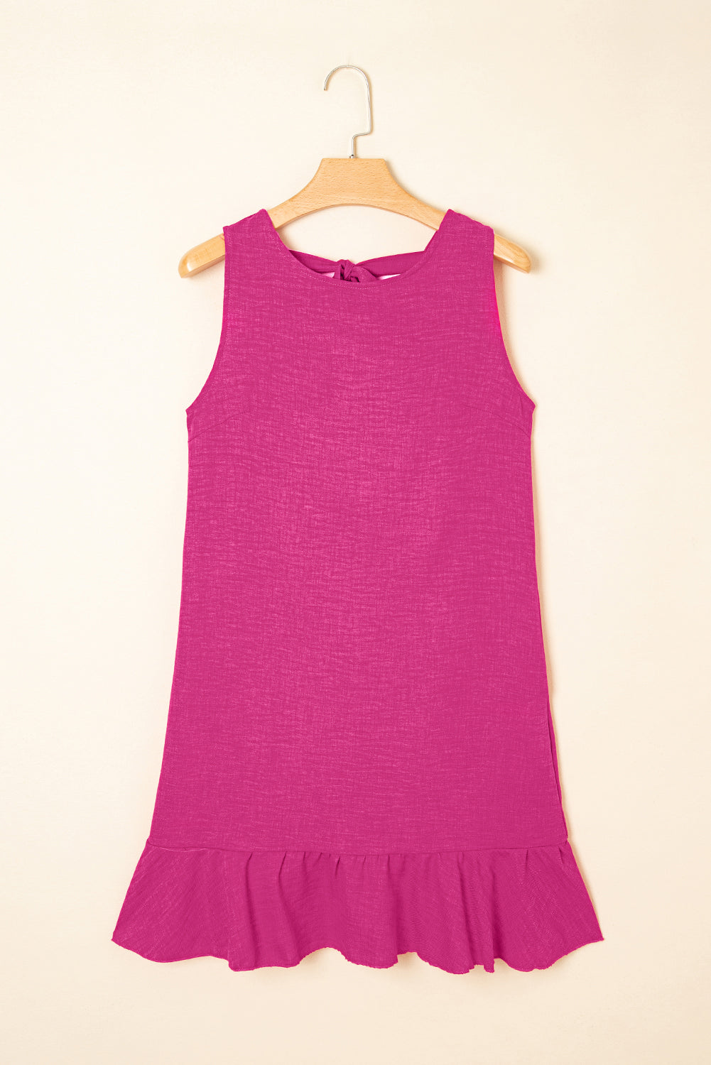 Knot Scoop Back Ruffle Hem Sleeveless Mini Dress eAura