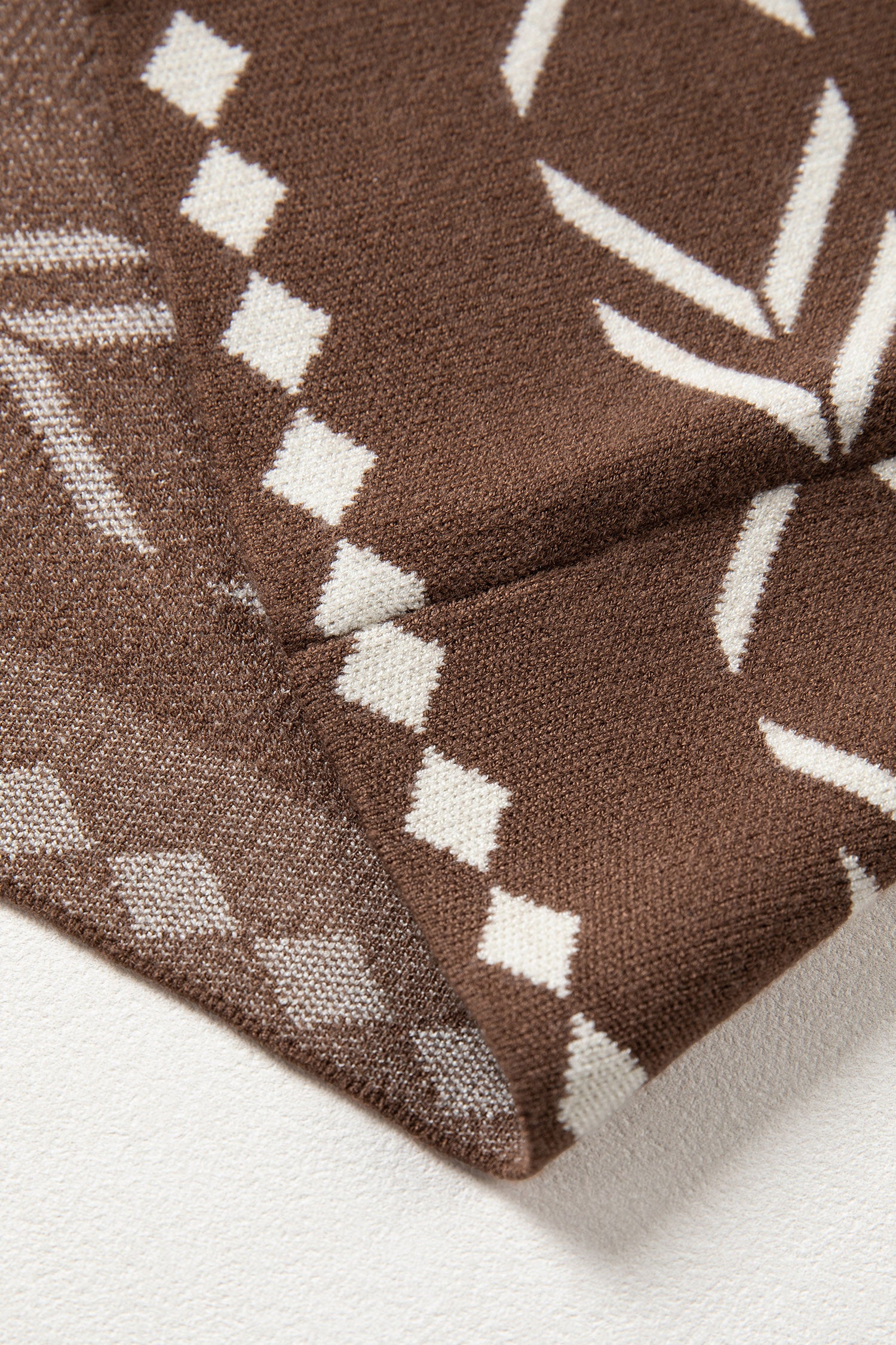 Brown Aztec Button Square Neck Sweater Vest
