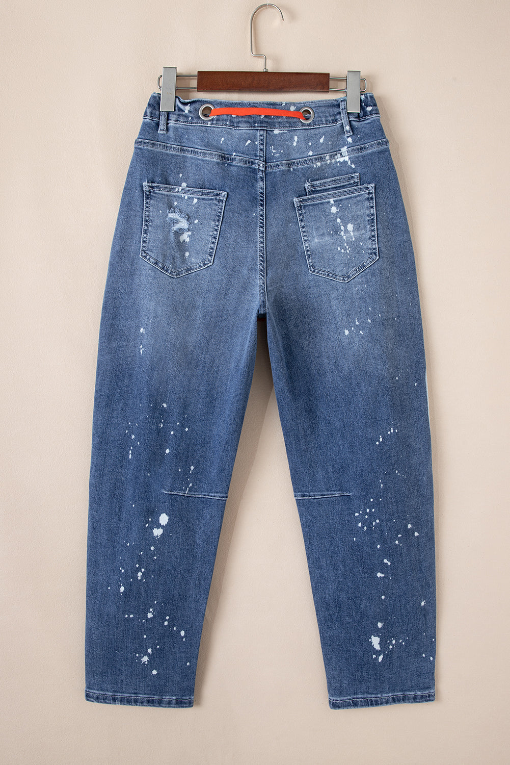 Ashleigh Blue Ripped Splattering Paint Rope Waist Cropped Straight Jeans eAura