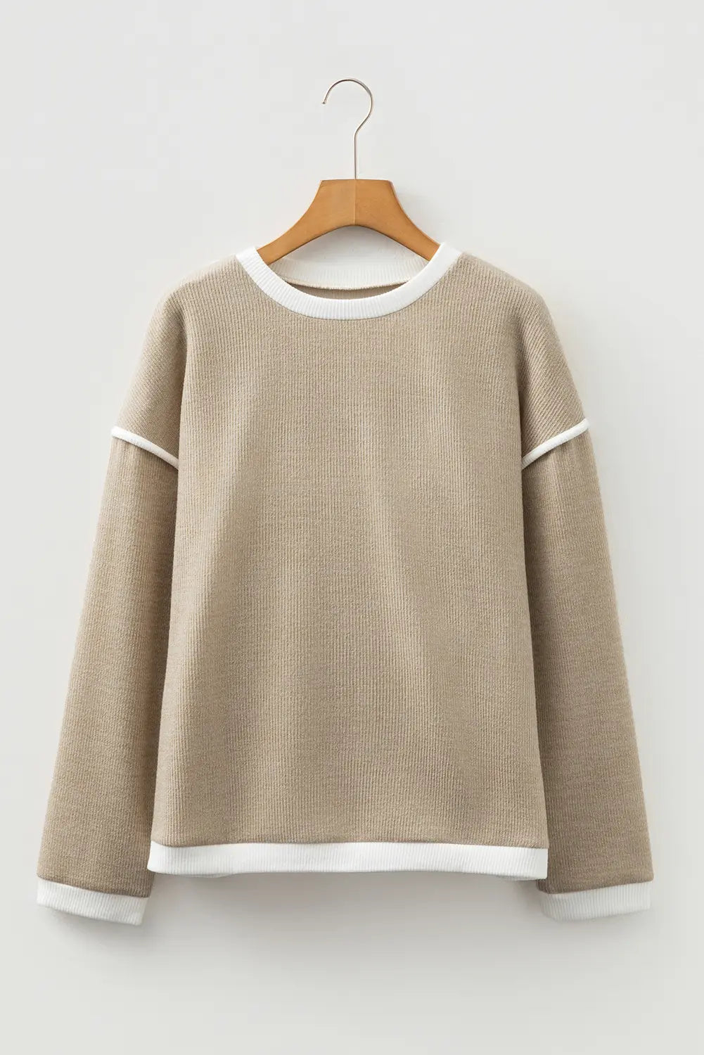 Contrast Colour Trim Knit Drop Shoulder Top