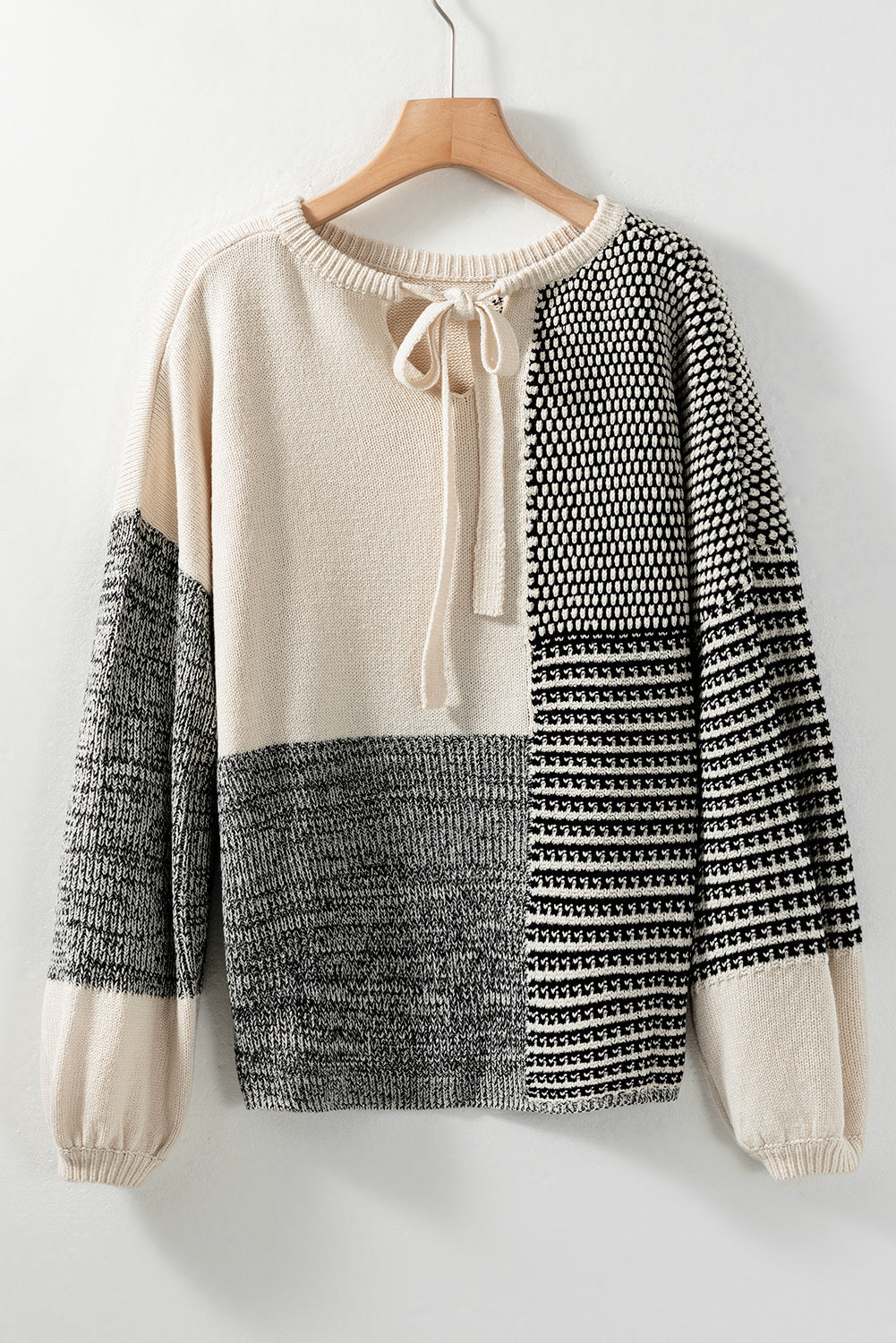 Bonbon Neutral Colourblock Tie Back Sweater eAura