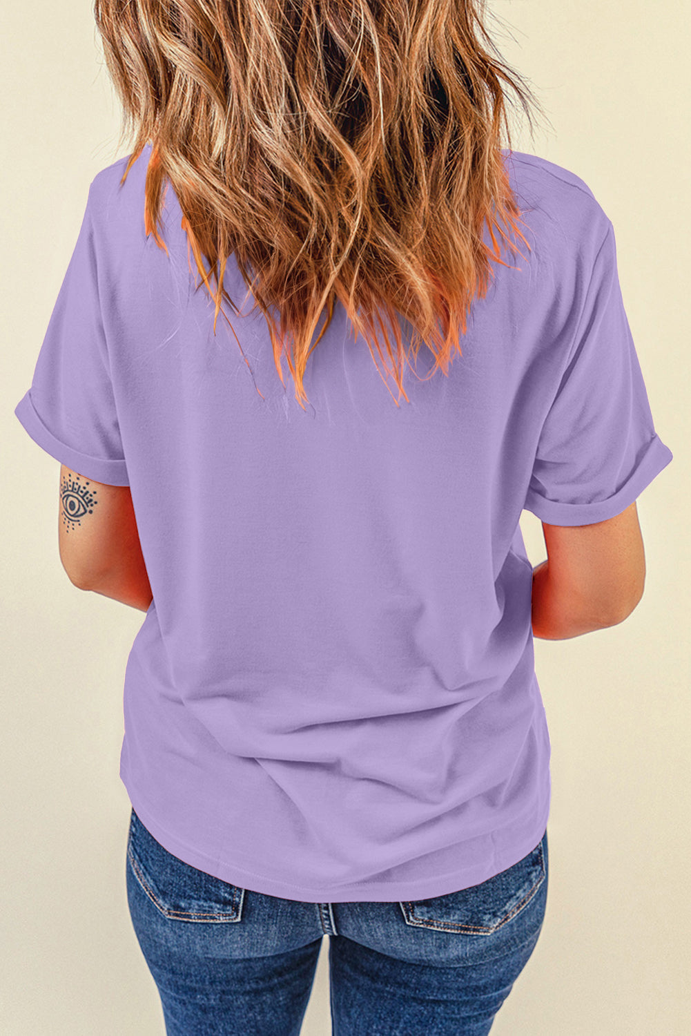 Wisteria Casual Plain Crew Neck Tee Dear-Lover Dropshipping