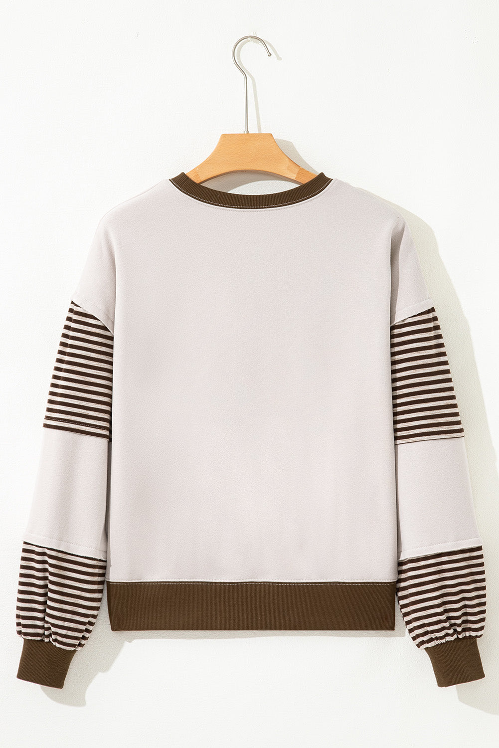 Striped Patchwork Drop Shoulder Sweatshirt - eAura