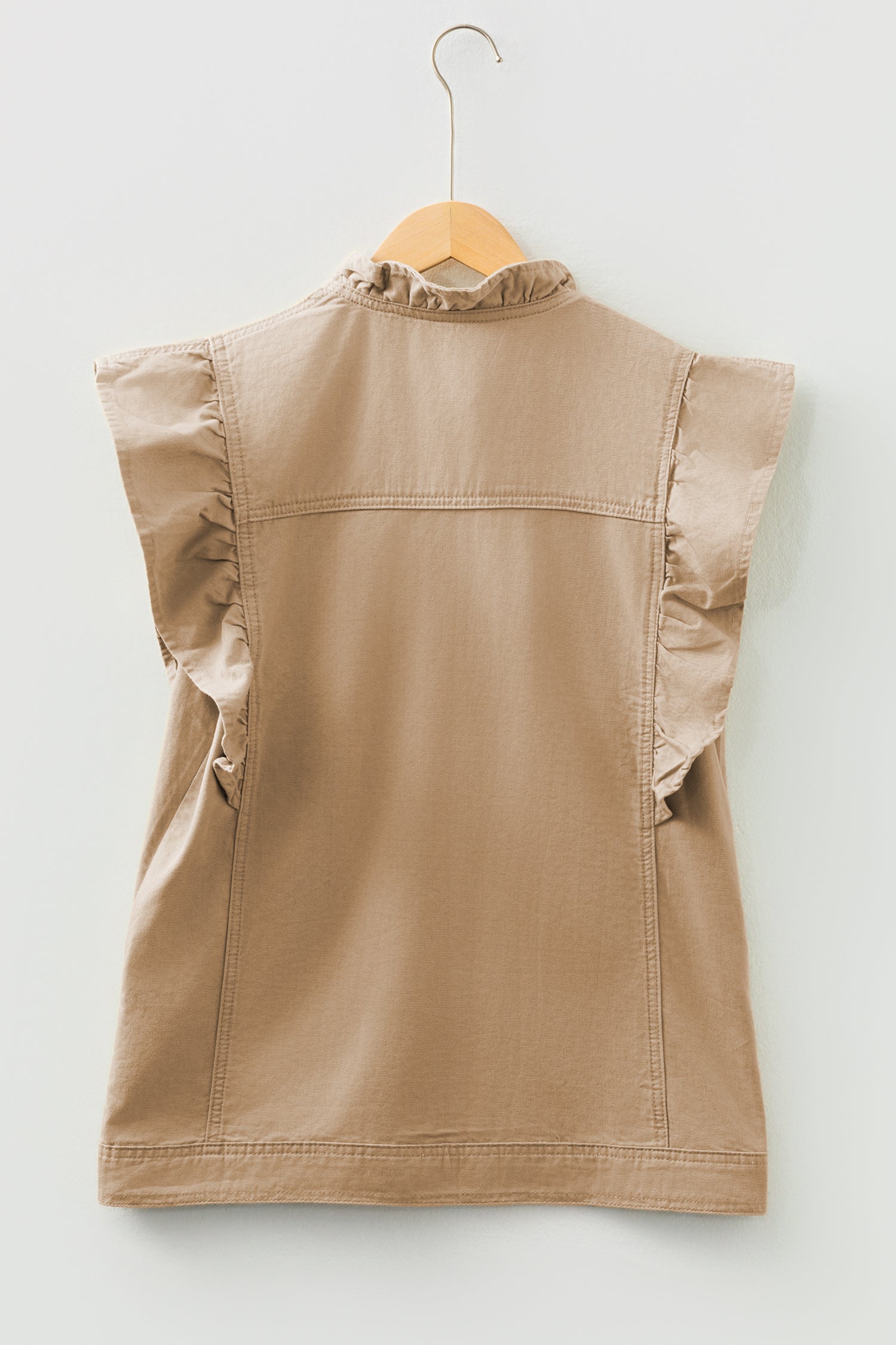 Ruffled Patchwork Denim Jacket Vest - eAura