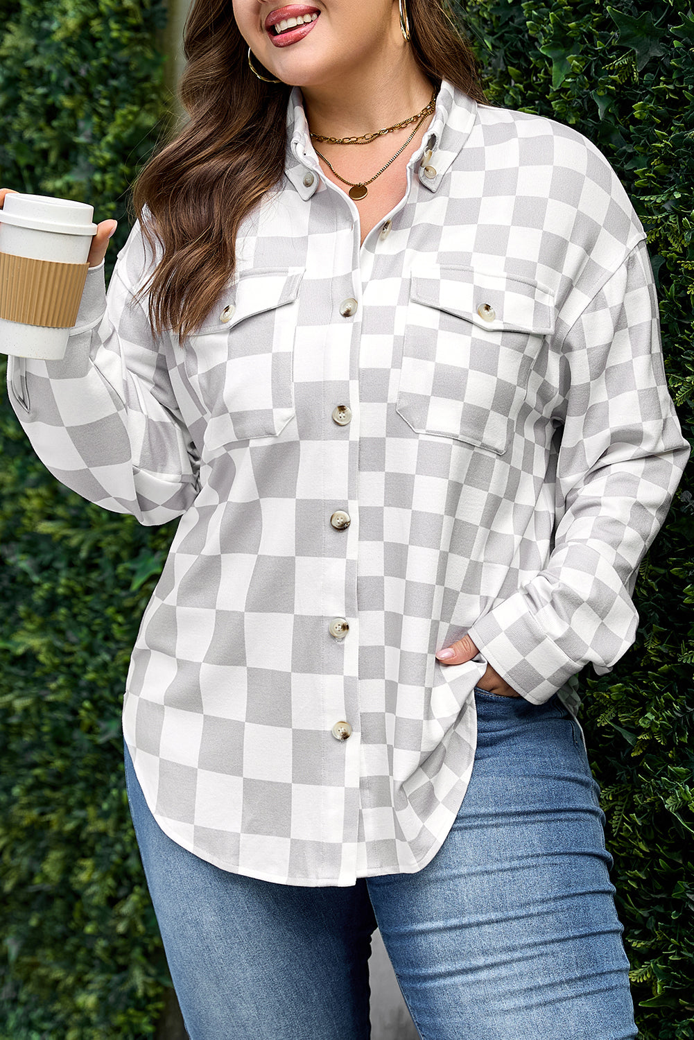 Checkered Buttoned Down Casual Jacket - eAura