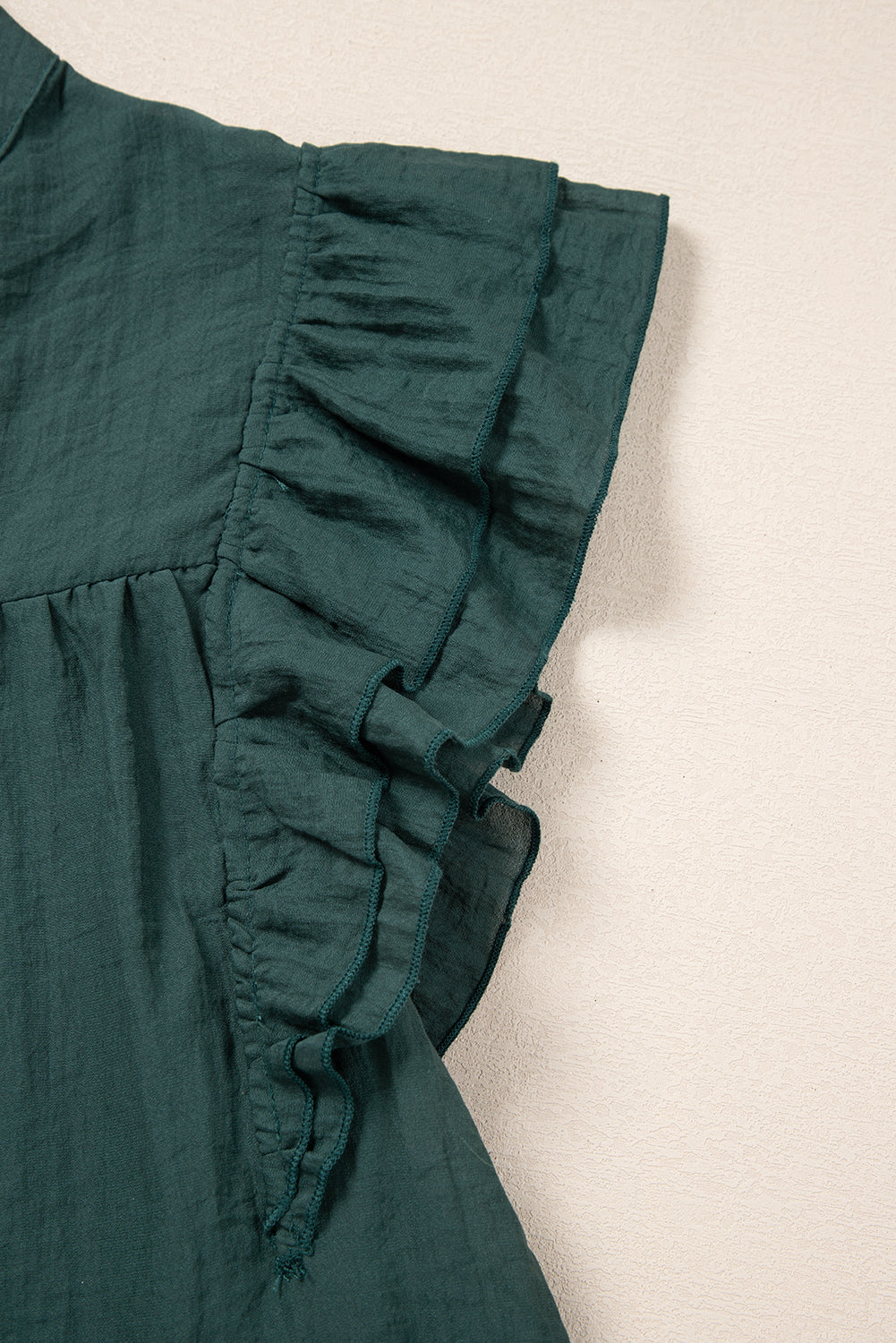 Skobeloff Frilled V Neck Ruffled Cap Sleeve Blouse eAura
