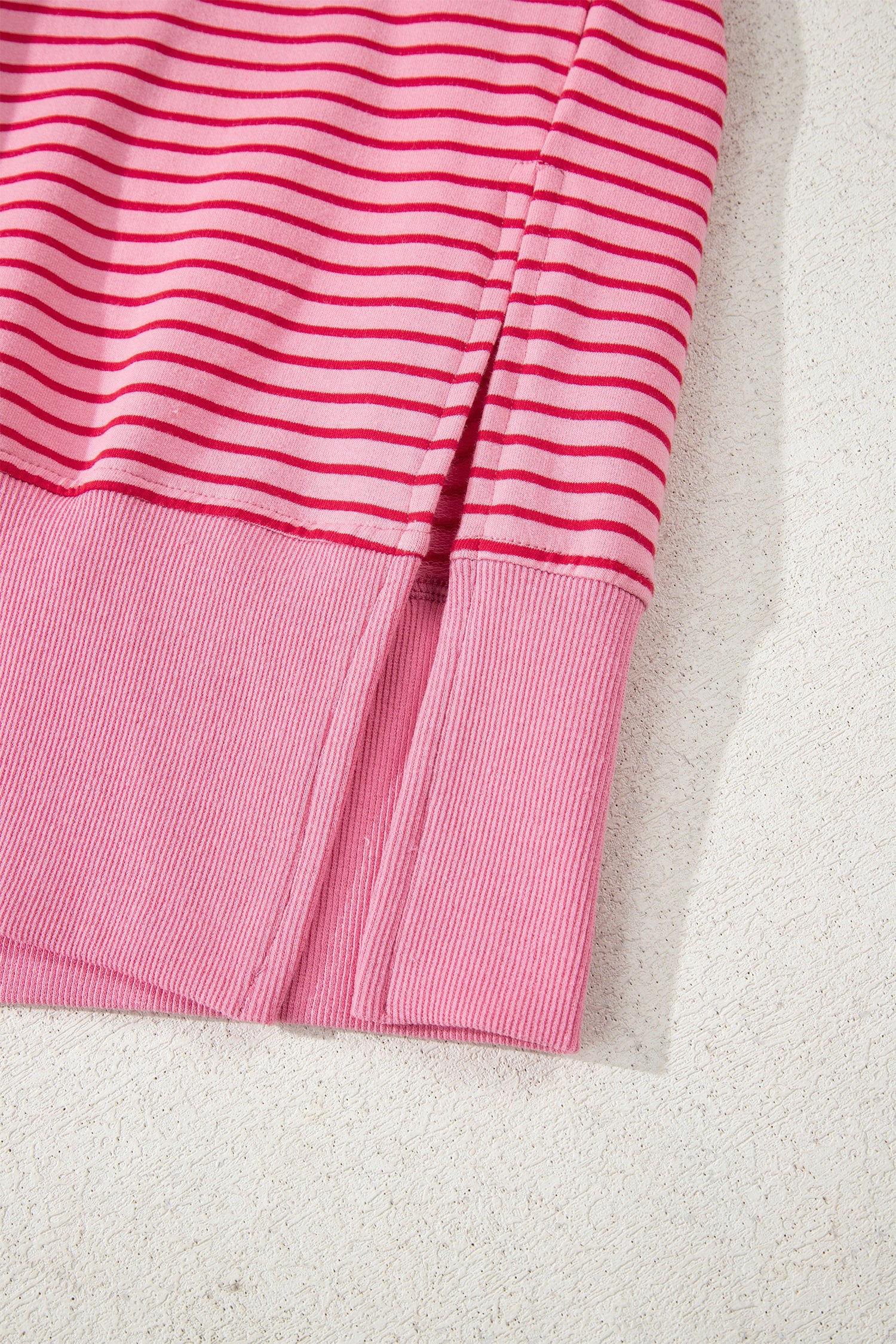 Stripe Thumbhole Side Slits Drop Shoulder Loose Fit Hoodie - eAura